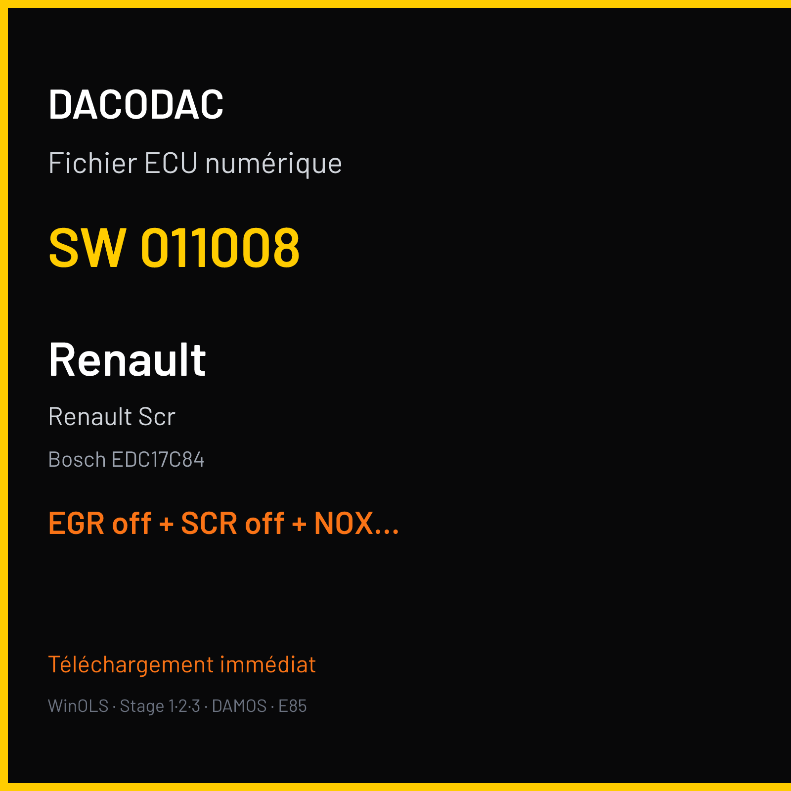 Renault Scr — Bosch EDC17C84 — 011008 — EGR off + SCR off + NOX off