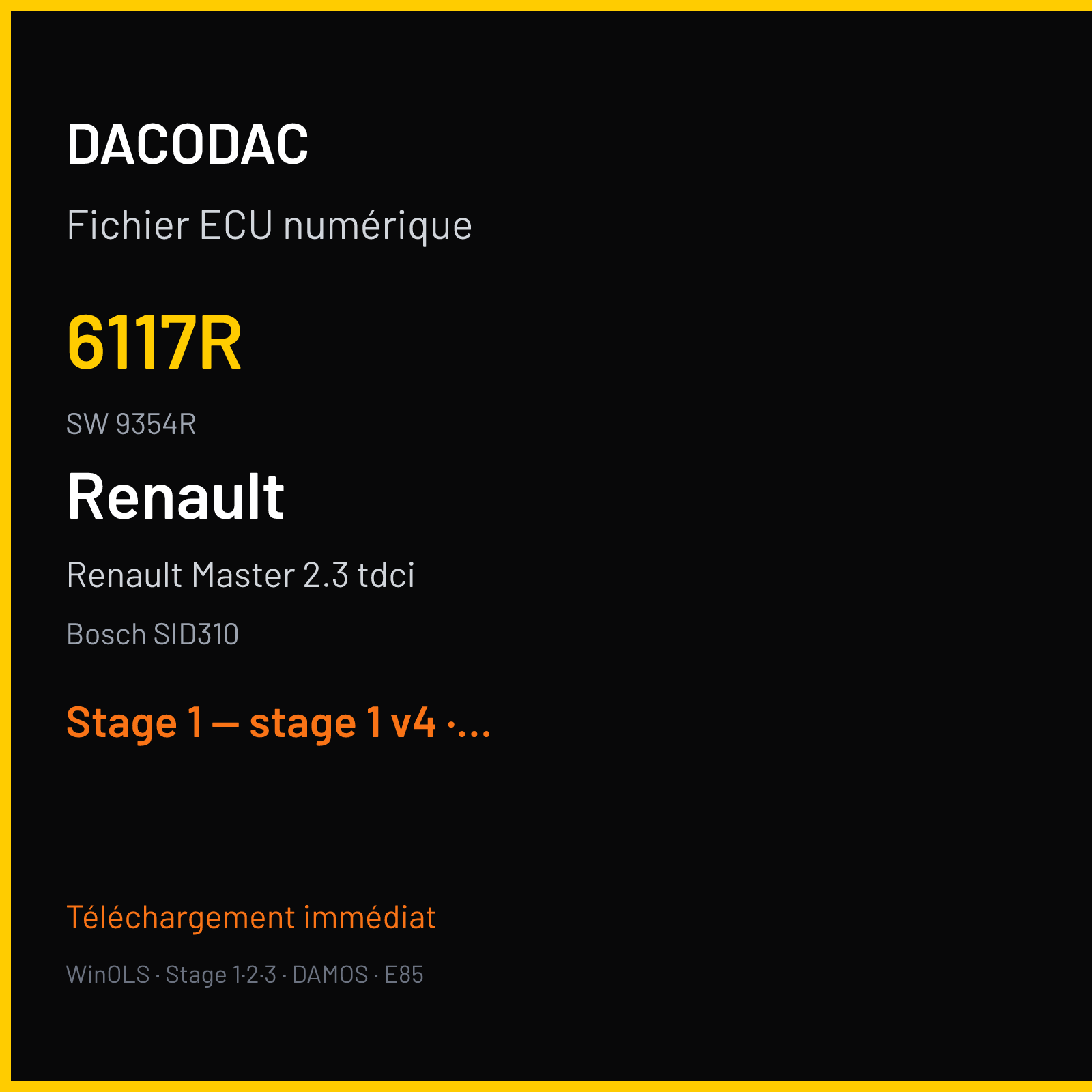 Renault Master 2.3 tdci (2016) — Bosch SID310 — 6117R · 9354R — Stage 1 — stage 1 v4