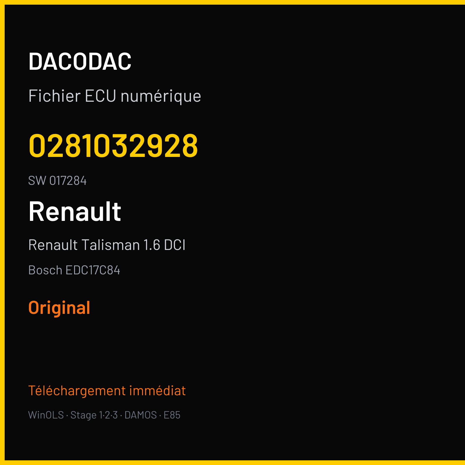 Renault Talisman 1.6 DCI (2017) — Bosch EDC17C84 — 0281032928 · 017284 — Original