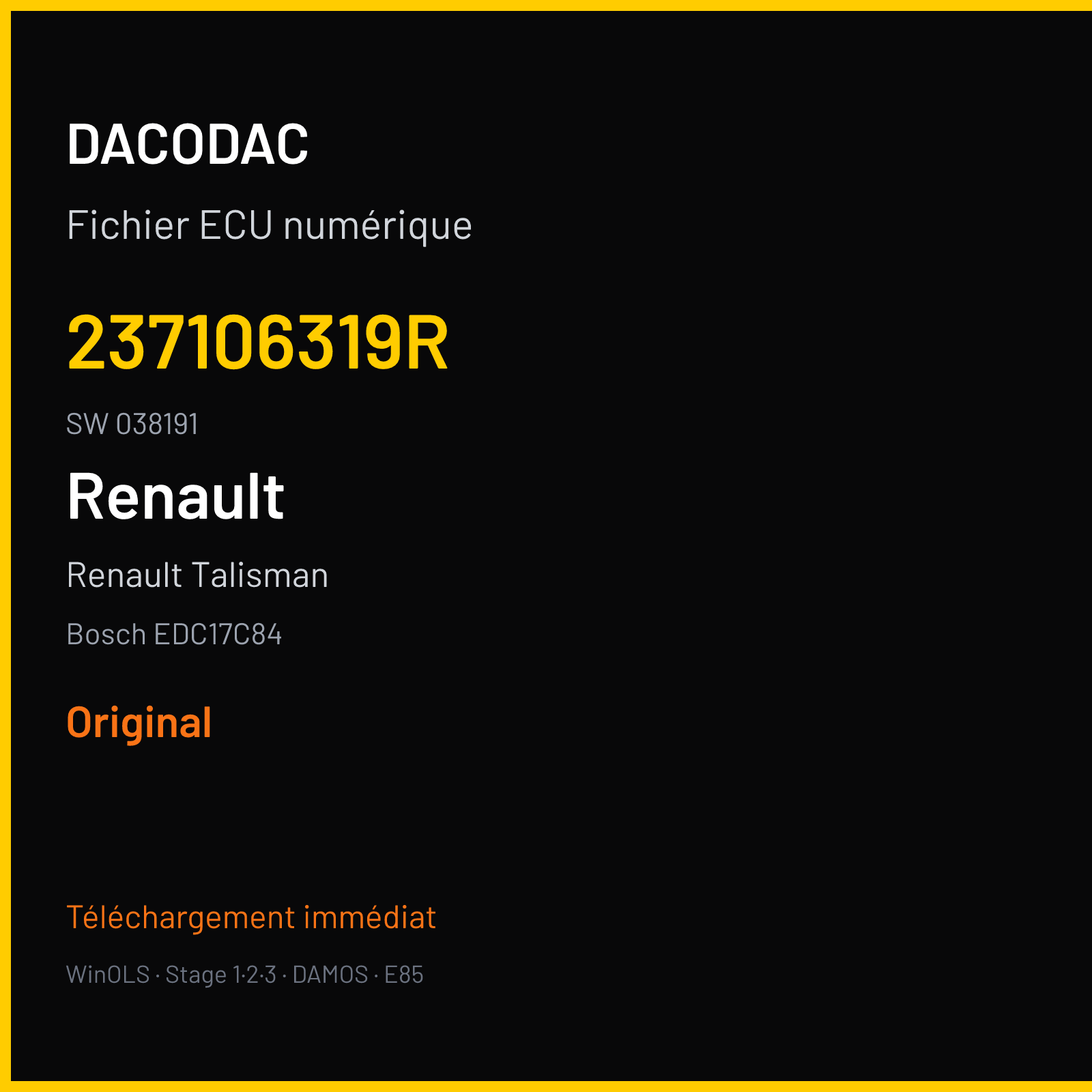 Renault Talisman (2016) — Bosch EDC17C84 — 237106319R · 038191 — Original