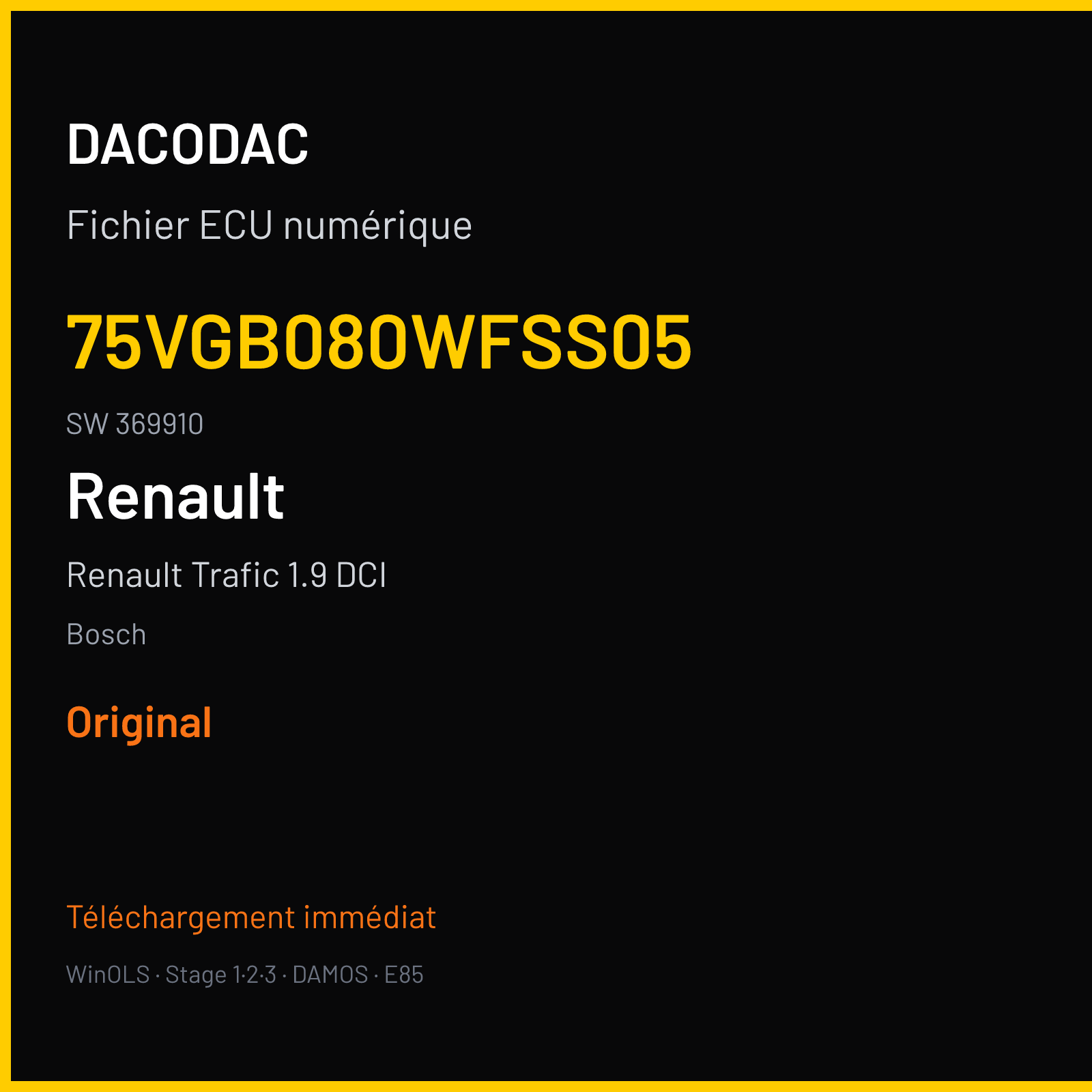 Renault Trafic 1.9 DCI — Bosch — 75VGB080WFSS05 · 369910 — Original