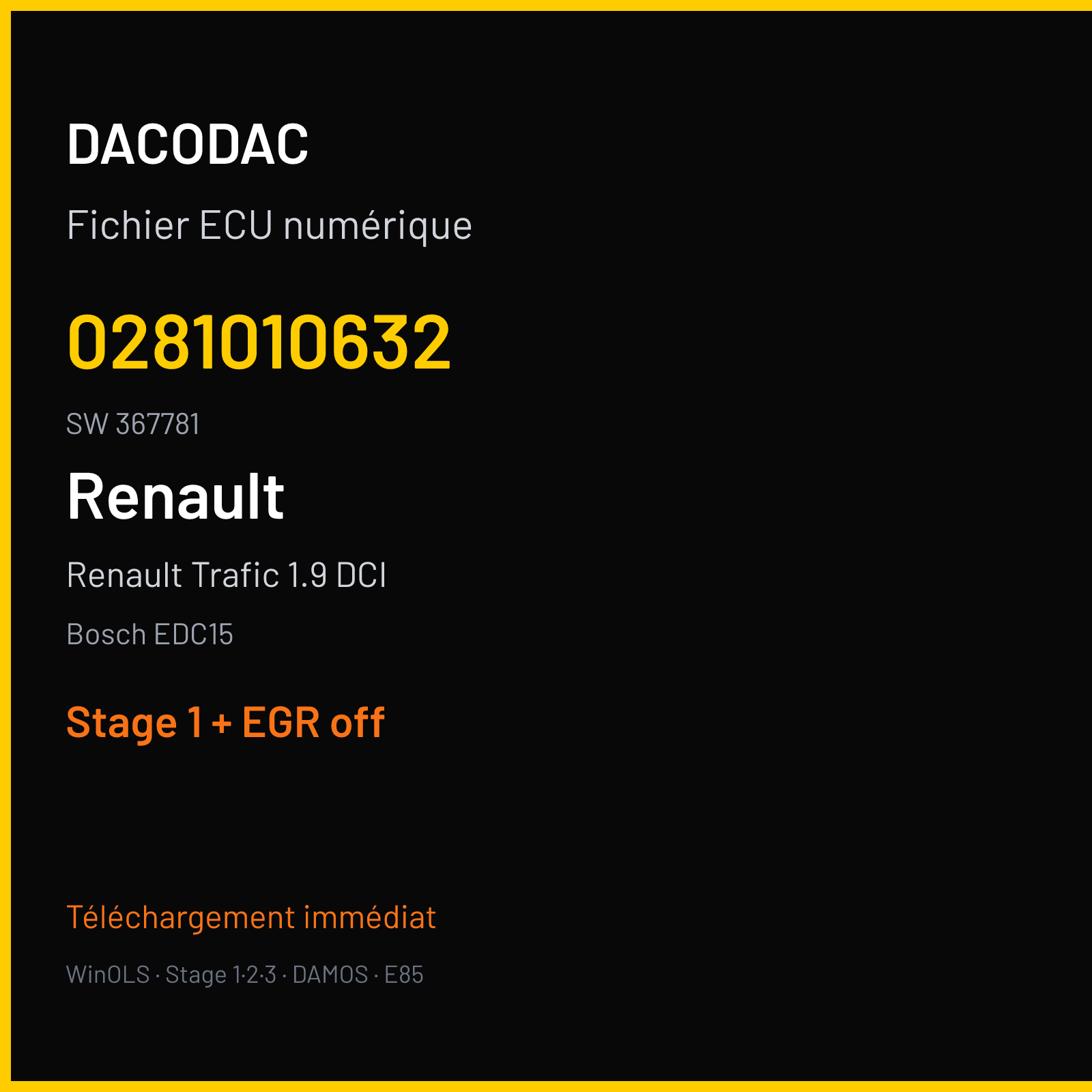 Renault Trafic 1.9 DCI (2005) — Bosch EDC15 — 0281010632 · 367781 — Stage 1 + EGR off