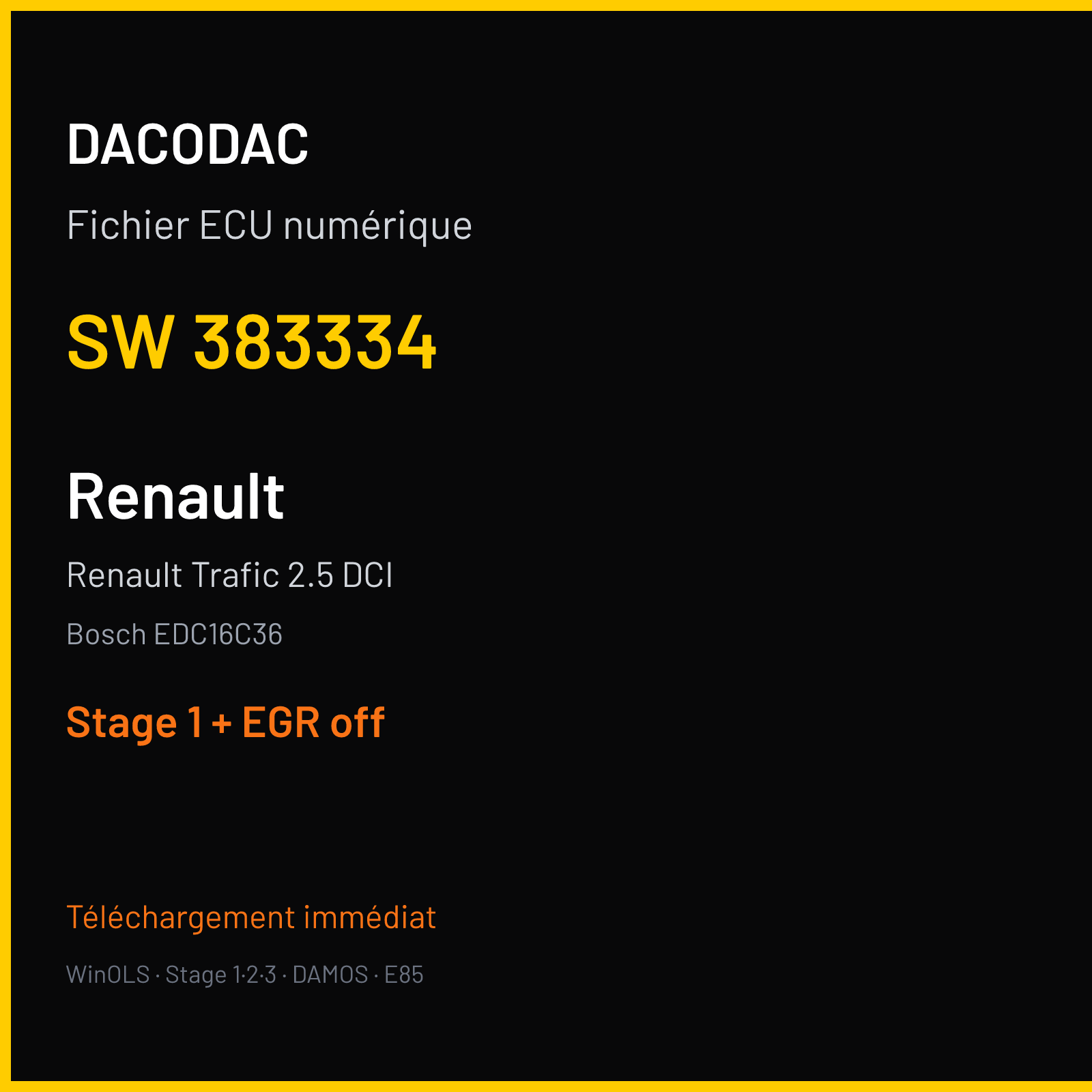 Renault Trafic 2.5 DCI (2007) — Bosch EDC16C36 — 383334 — Stage 1 + EGR off