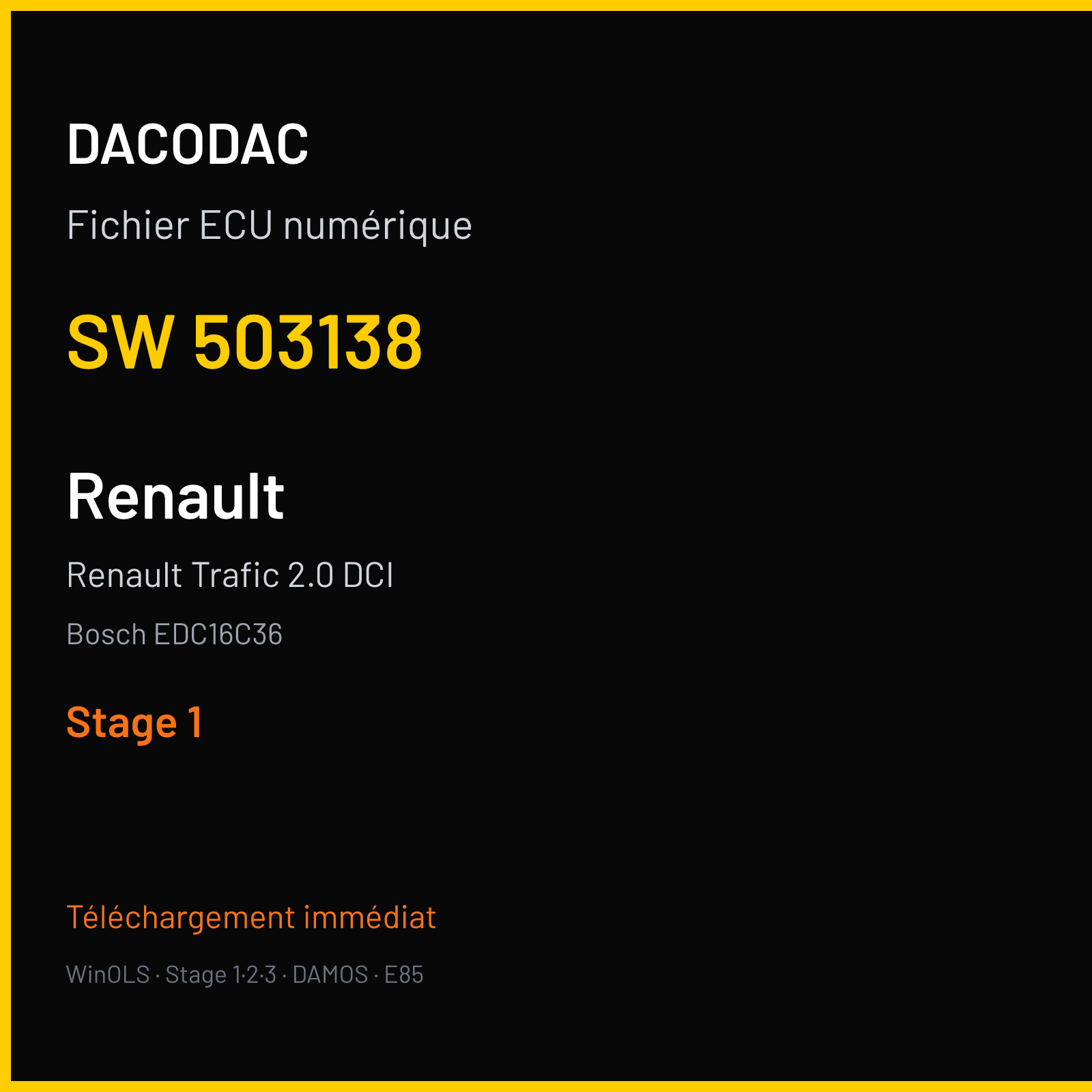Renault Trafic 2.0 DCI (2011) — Bosch EDC16C36 — 503138 — Stage 1