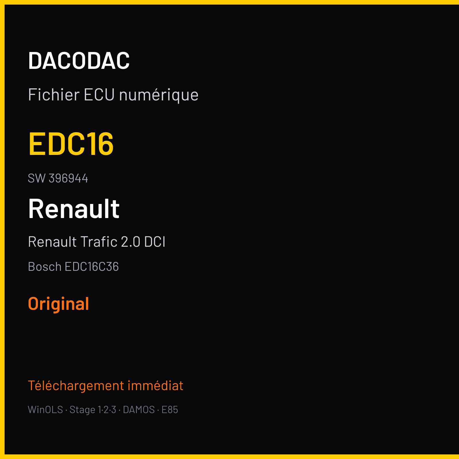 Renault Trafic 2.0 DCI (2010) — Bosch EDC16C36 — EDC16 · 396944 — Original