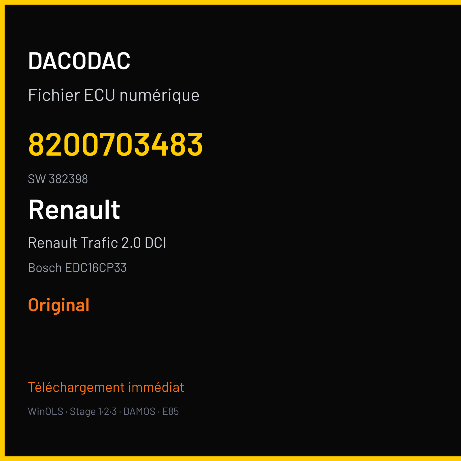 Renault Trafic 2.0 DCI (2007) — Bosch EDC16CP33 — 8200703483 · 382398 — Original