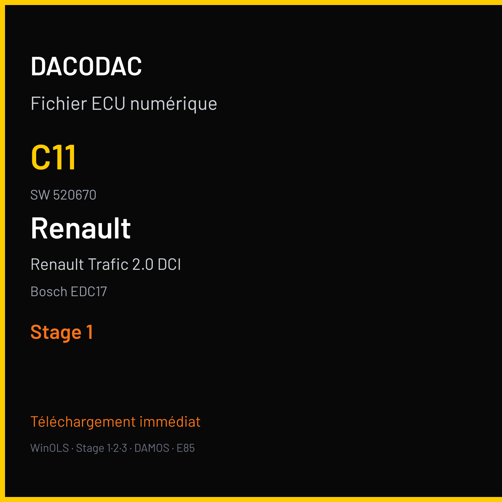 Renault Trafic 2.0 DCI (2011) — Bosch EDC17 — C11 · 520670 — Stage 1