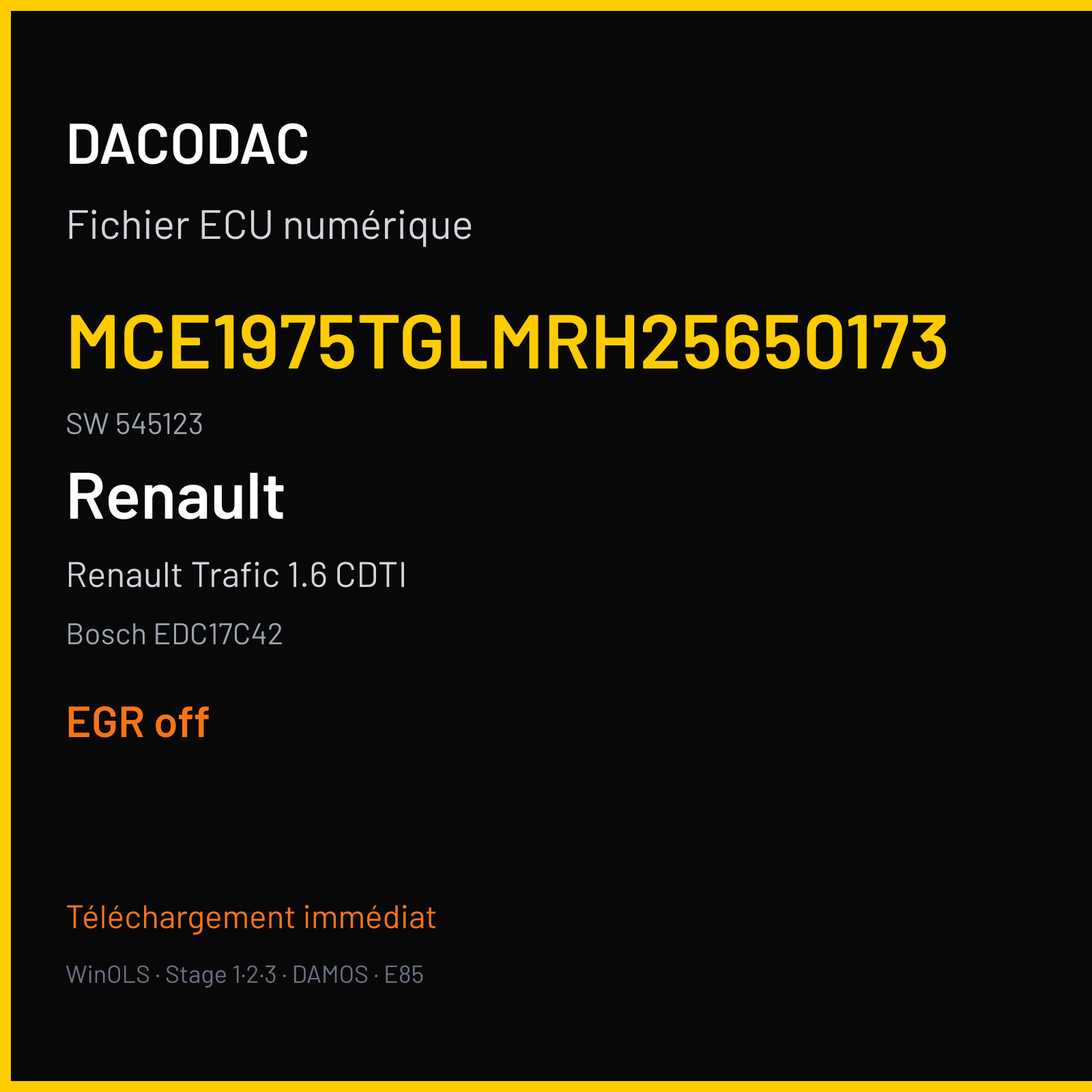 Renault Trafic 1.6 CDTI (2015) — Bosch EDC17C42 — MCE1975TGLMRH25650173 · 545123 — EGR off