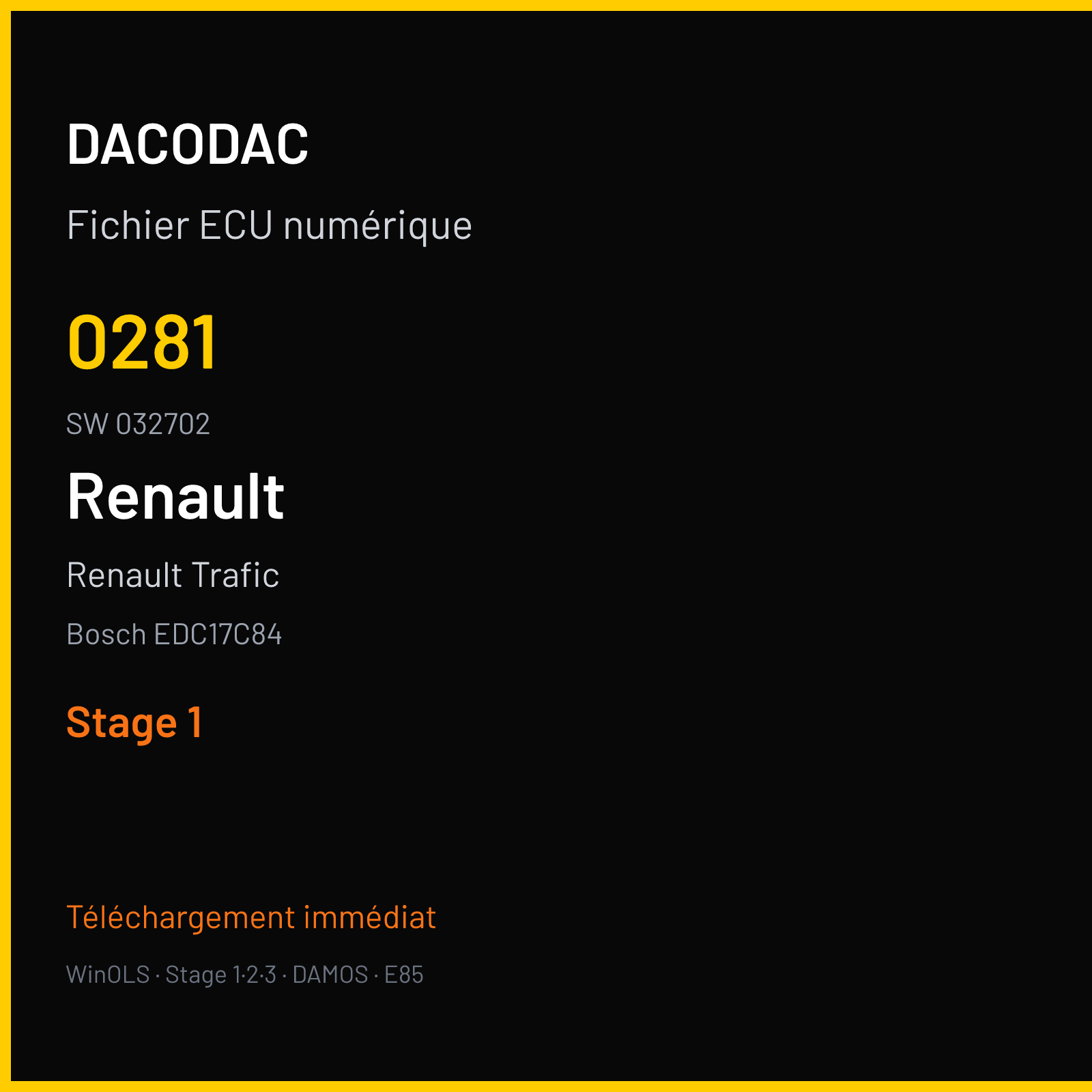 Renault Trafic (2014) — Bosch EDC17C84 — 0281 · 032702 — Stage 1
