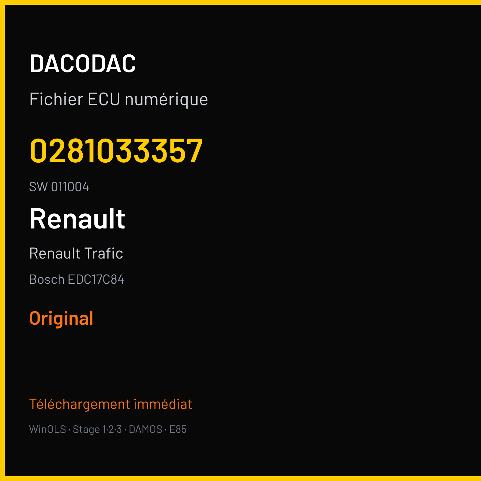 Renault Trafic (2017) — Bosch EDC17C84 — 0281033357 · 011004 — Original