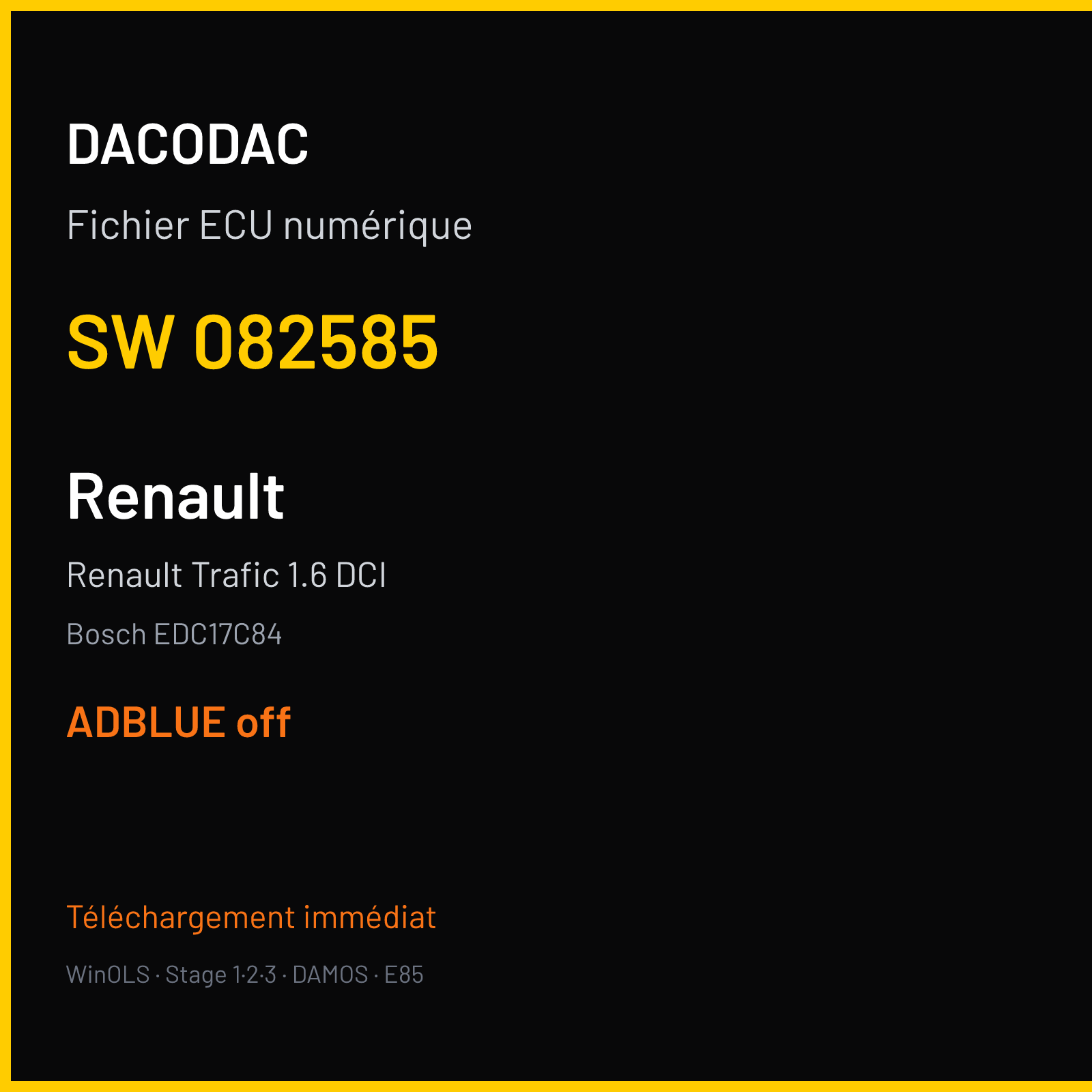 Renault Trafic 1.6 DCI (2016) — Bosch EDC17C84 — 082585 — ADBLUE off
