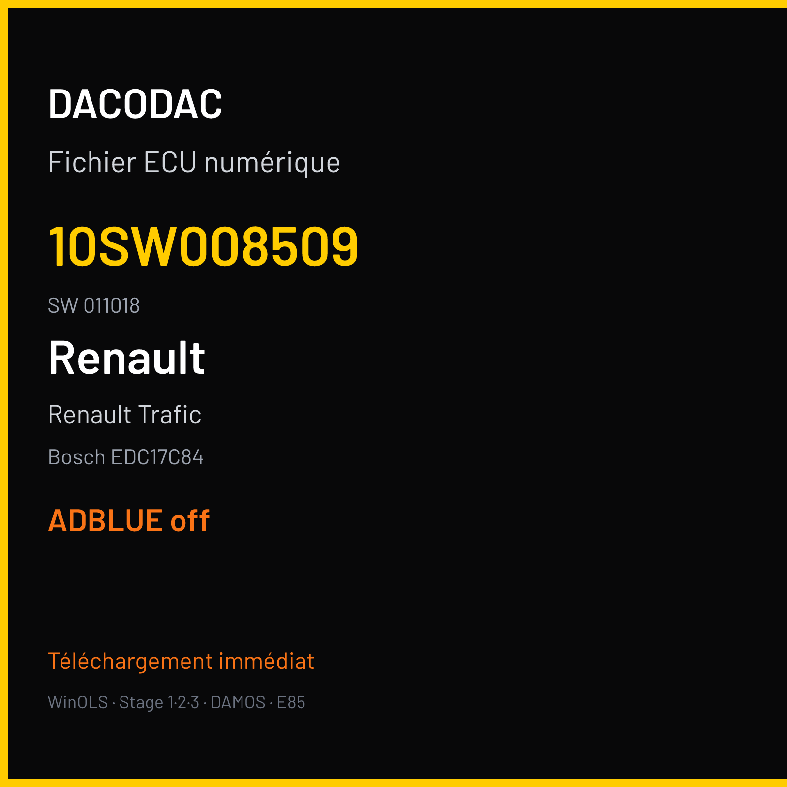Renault Trafic (2016) — Bosch EDC17C84 — 10SW008509 · 011018 — ADBLUE off