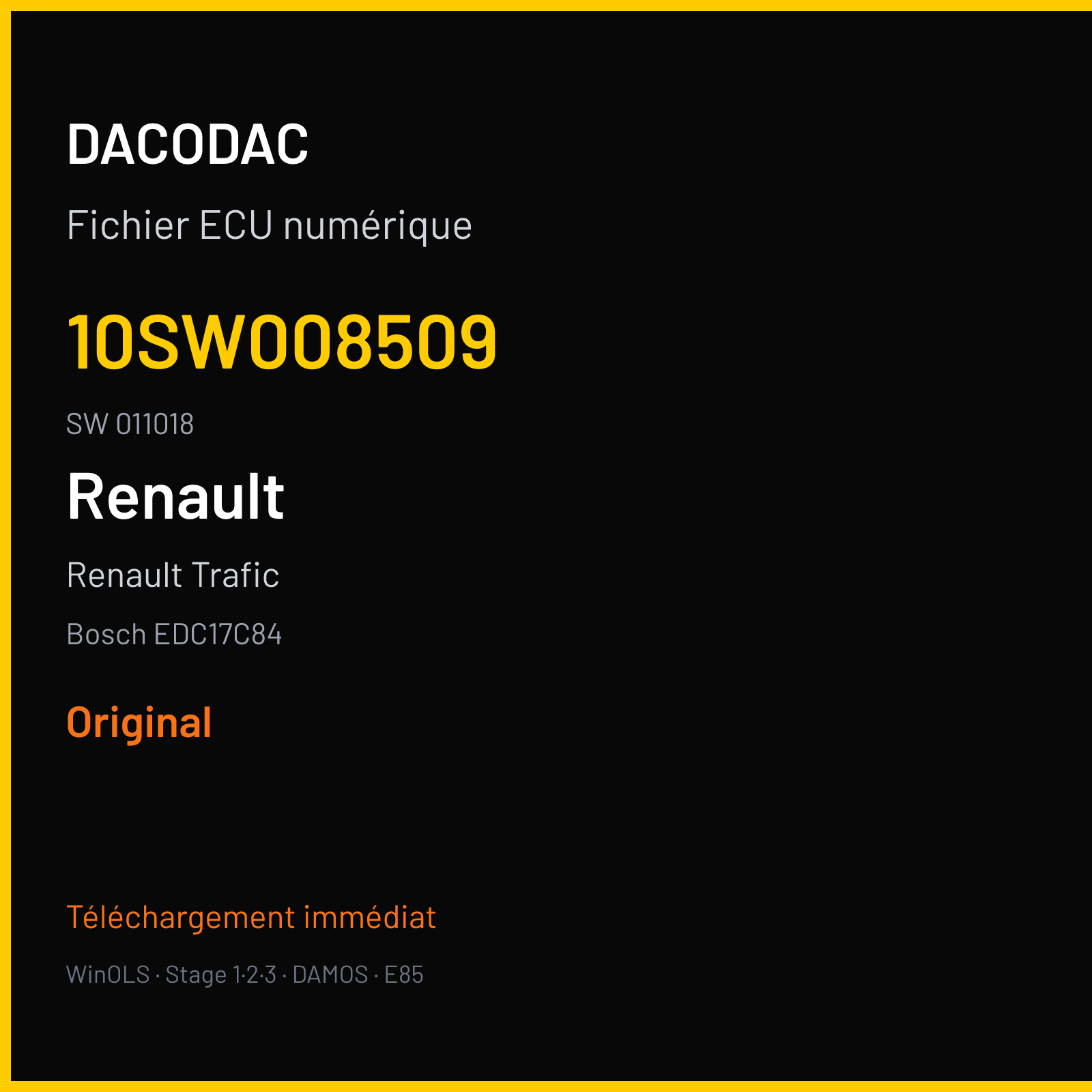 Renault Trafic (2016) — Bosch EDC17C84 — 10SW008509 · 011018 — Original