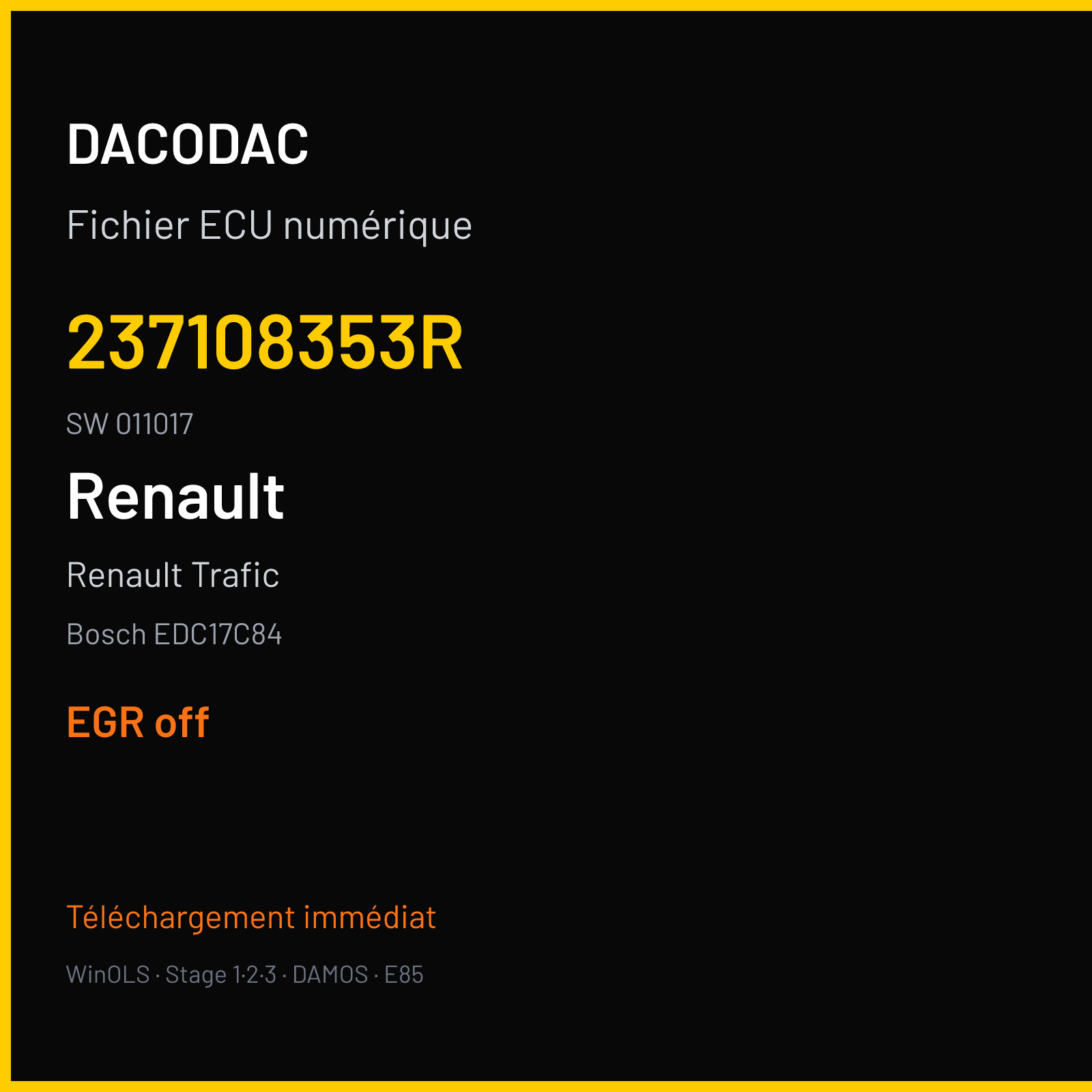 Renault Trafic (2017) — Bosch EDC17C84 — 237108353R · 011017 — EGR off