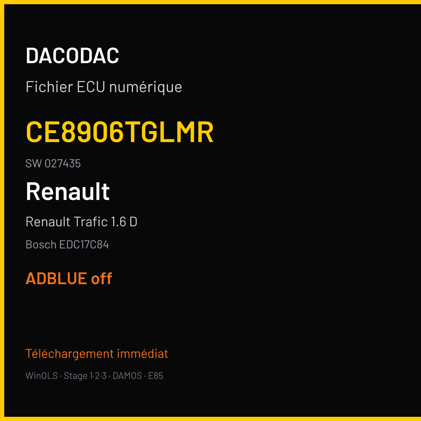 Renault Trafic 1.6 D (2018) — Bosch EDC17C84 — CE8906TGLMR · 027435 — ADBLUE off