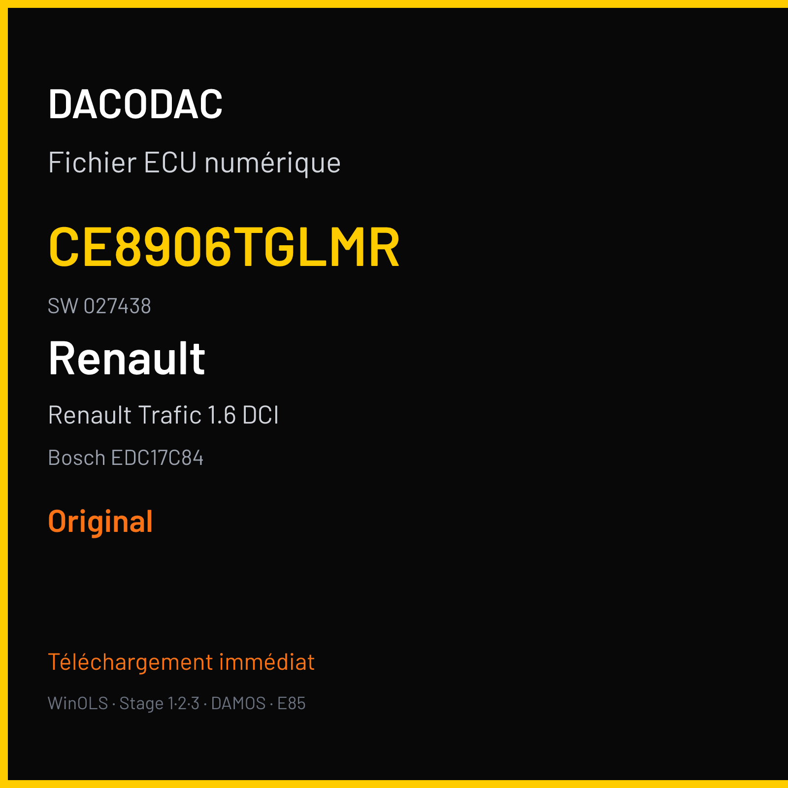 Renault Trafic 1.6 DCI — Bosch EDC17C84 — CE8906TGLMR · 027438 — Original