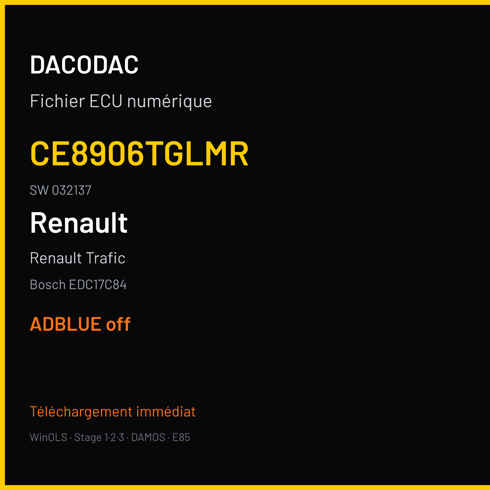 Renault Trafic (2018) — Bosch EDC17C84 — CE8906TGLMR · 032137 — ADBLUE off