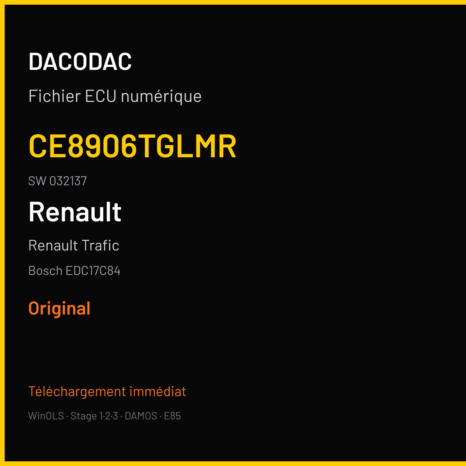 Renault Trafic (2018) — Bosch EDC17C84 — CE8906TGLMR · 032137 — Original