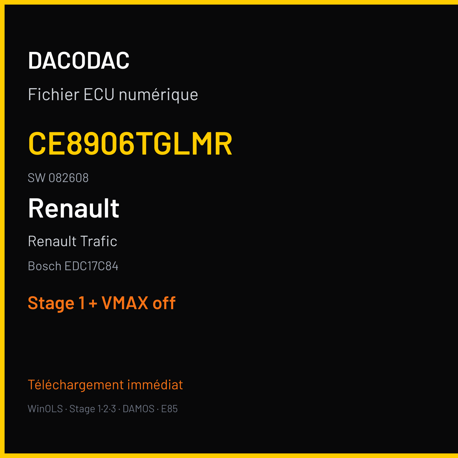 Renault Trafic — Bosch EDC17C84 — CE8906TGLMR · 082608 — Stage 1 + VMAX off