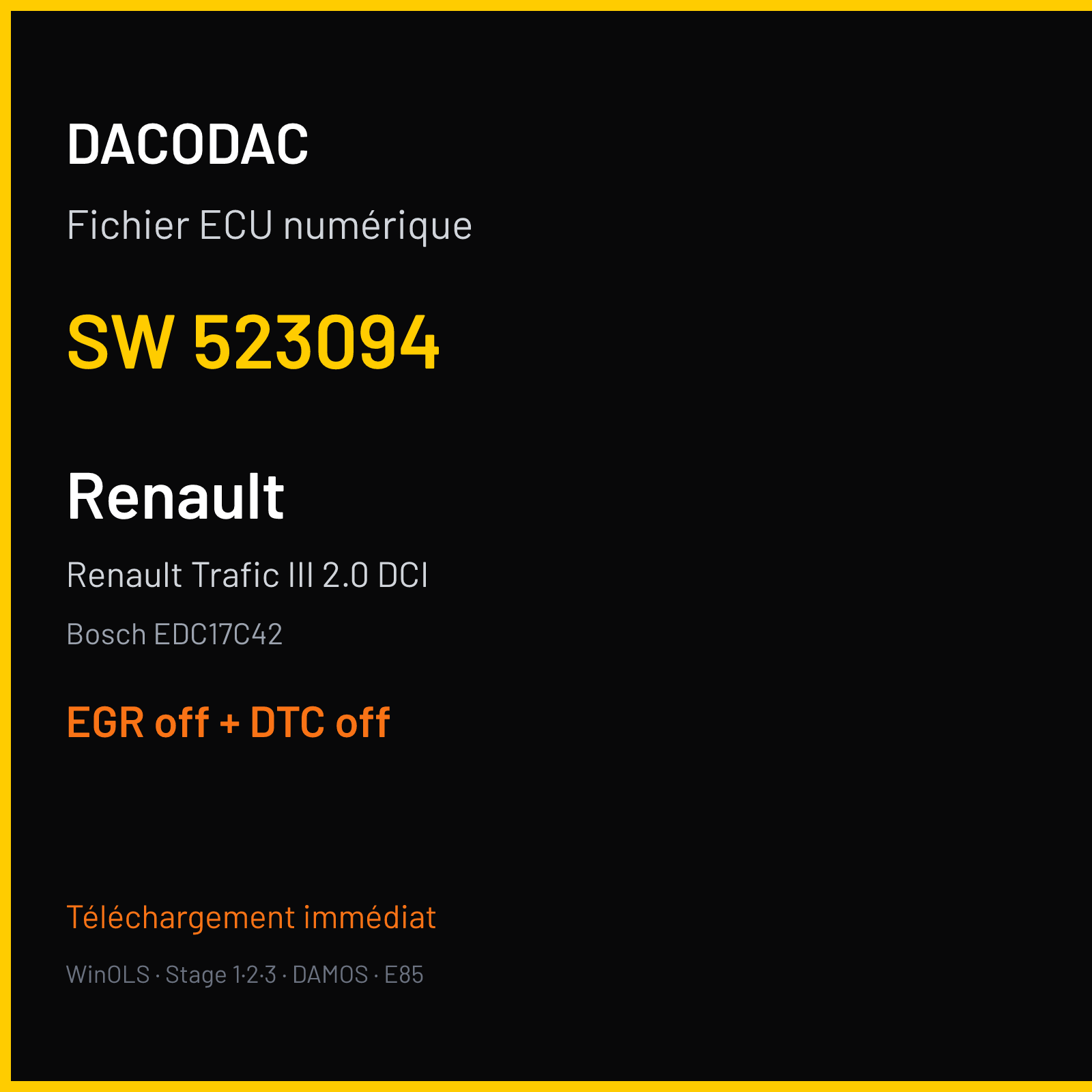 Renault Trafic III 2.0 DCI (2014) — Bosch EDC17C42 — 523094 — EGR off + DTC off