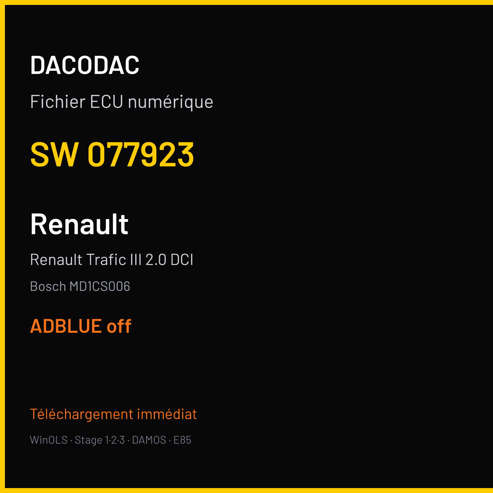 Renault Trafic III 2.0 DCI (2020) — Bosch MD1CS006 — 077923 — ADBLUE off