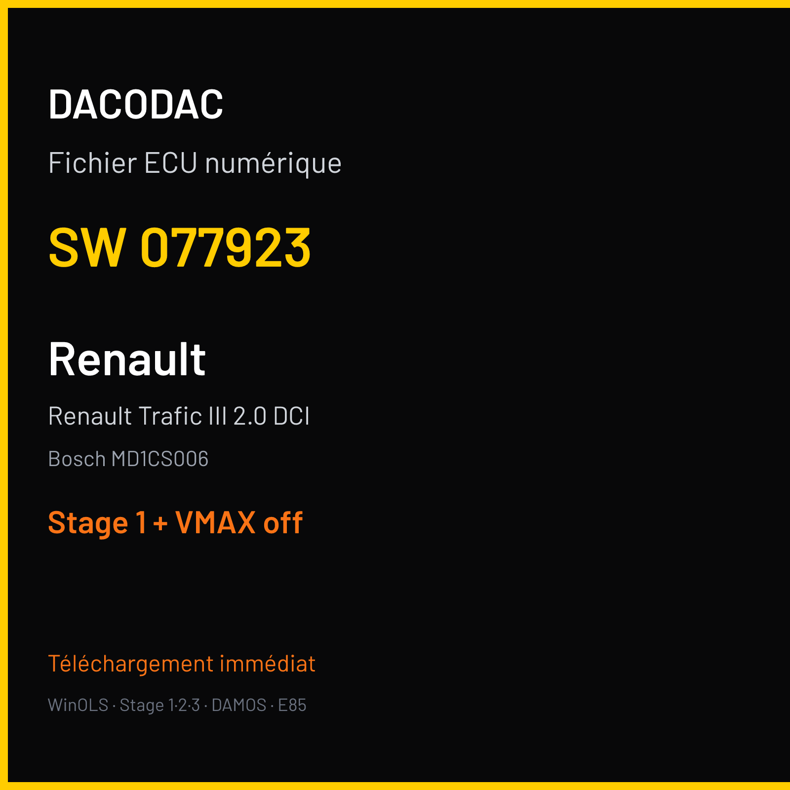 Renault Trafic III 2.0 DCI (2020) — Bosch MD1CS006 — 077923 — Stage 1 + VMAX off