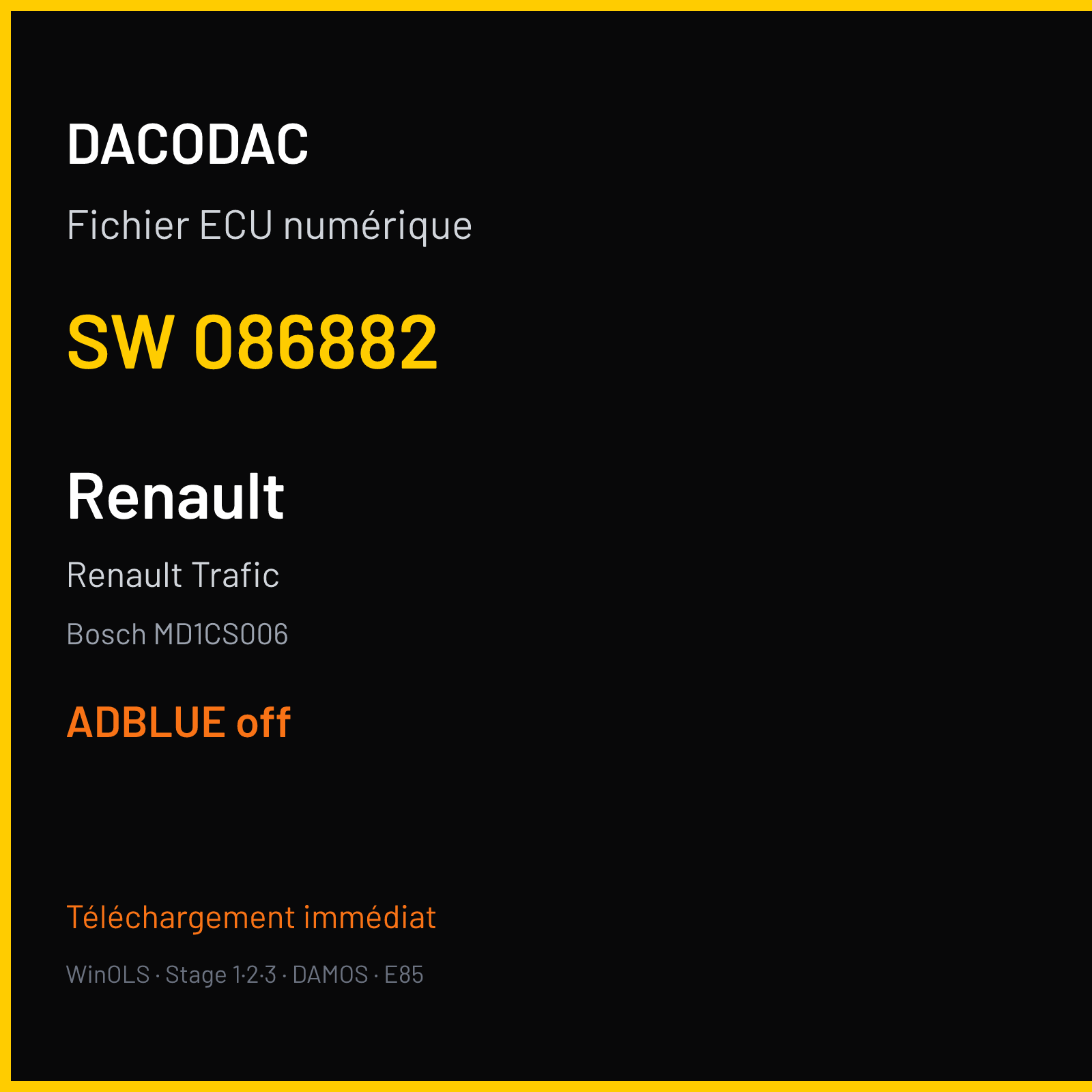 Renault Trafic (2019) — Bosch MD1CS006 — 086882 — ADBLUE off