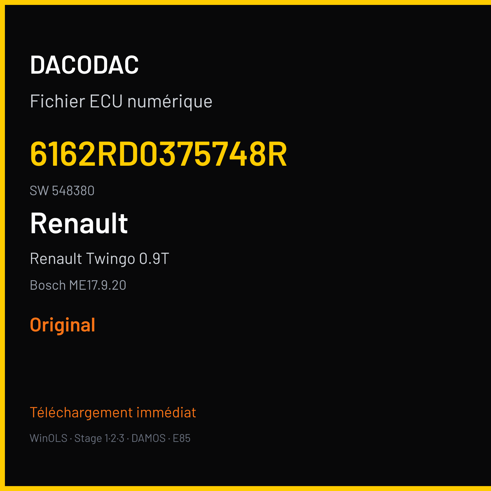 Renault Twingo 0.9T (2014) — Bosch ME17.9.20 — 6162RD0375748R · 548380 — Original