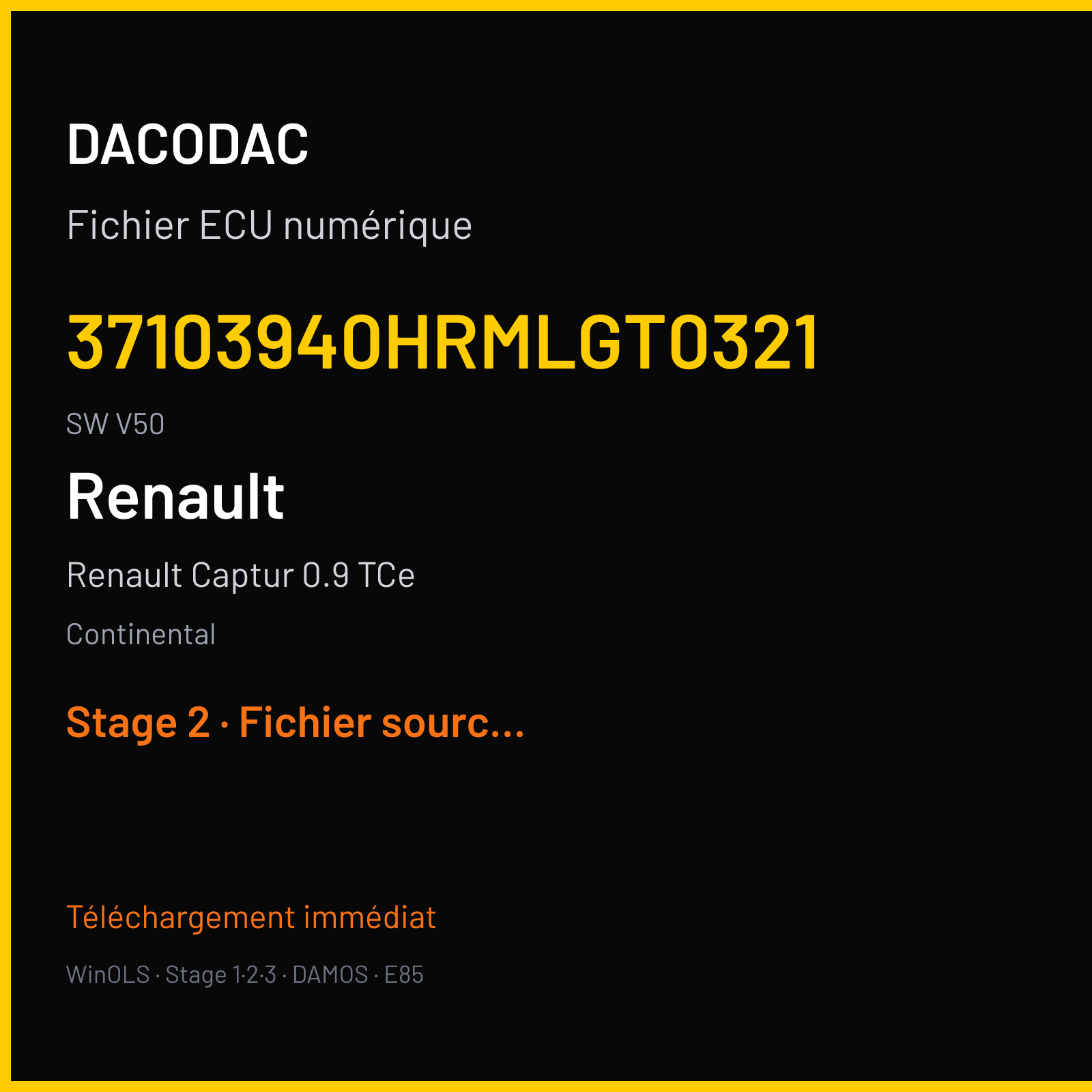 Renault Captur 0.9 TCe (2014) — Continental — 37103940HRMLGT0321 · V50 — Stage 2