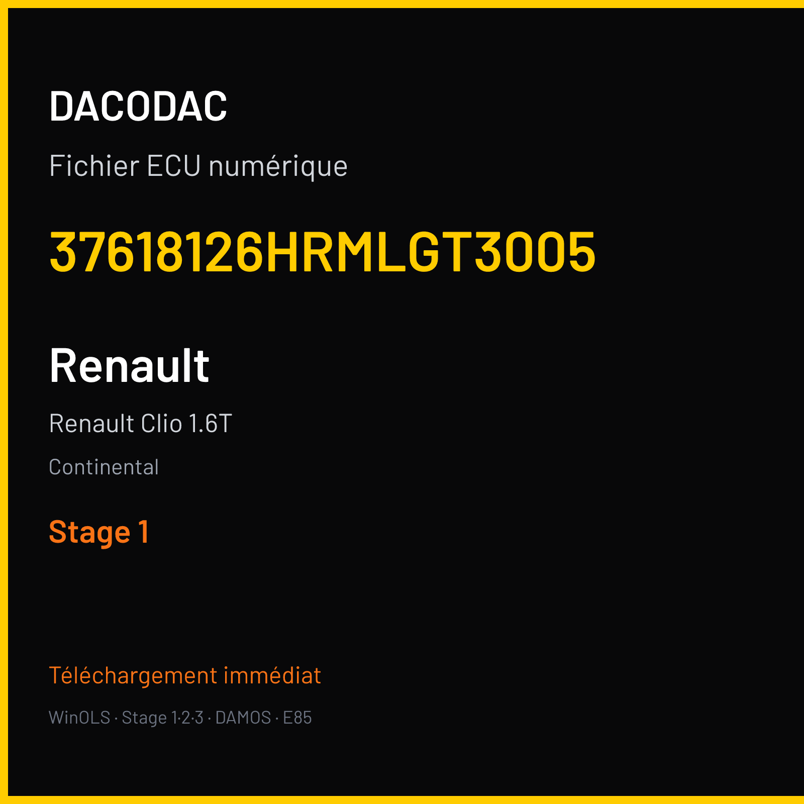 Renault Clio 1.6T (2012) — Continental — 37618126HRMLGT3005 — Stage 1