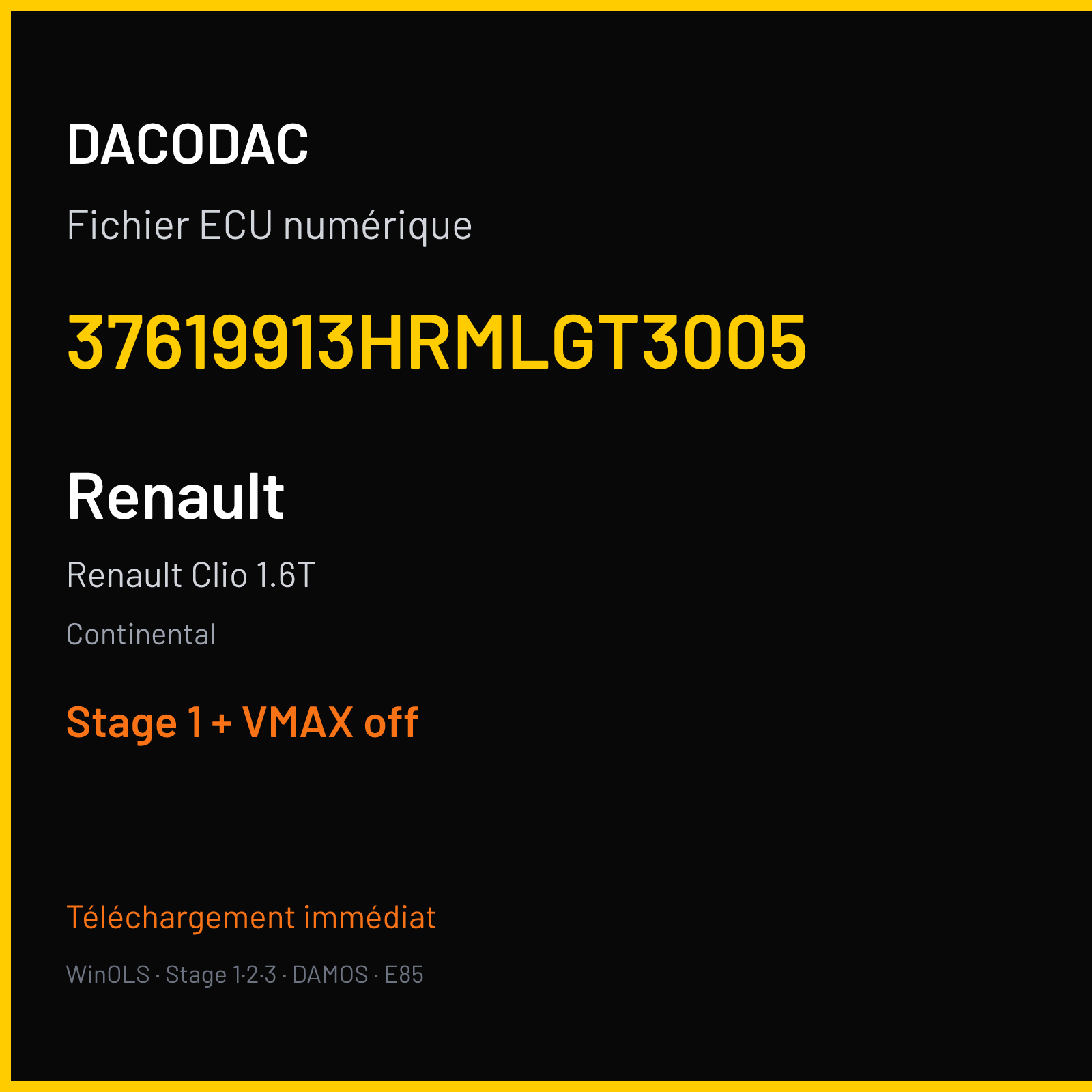 Renault Clio 1.6T — Continental — 37619913HRMLGT3005 — Stage 1 + VMAX off