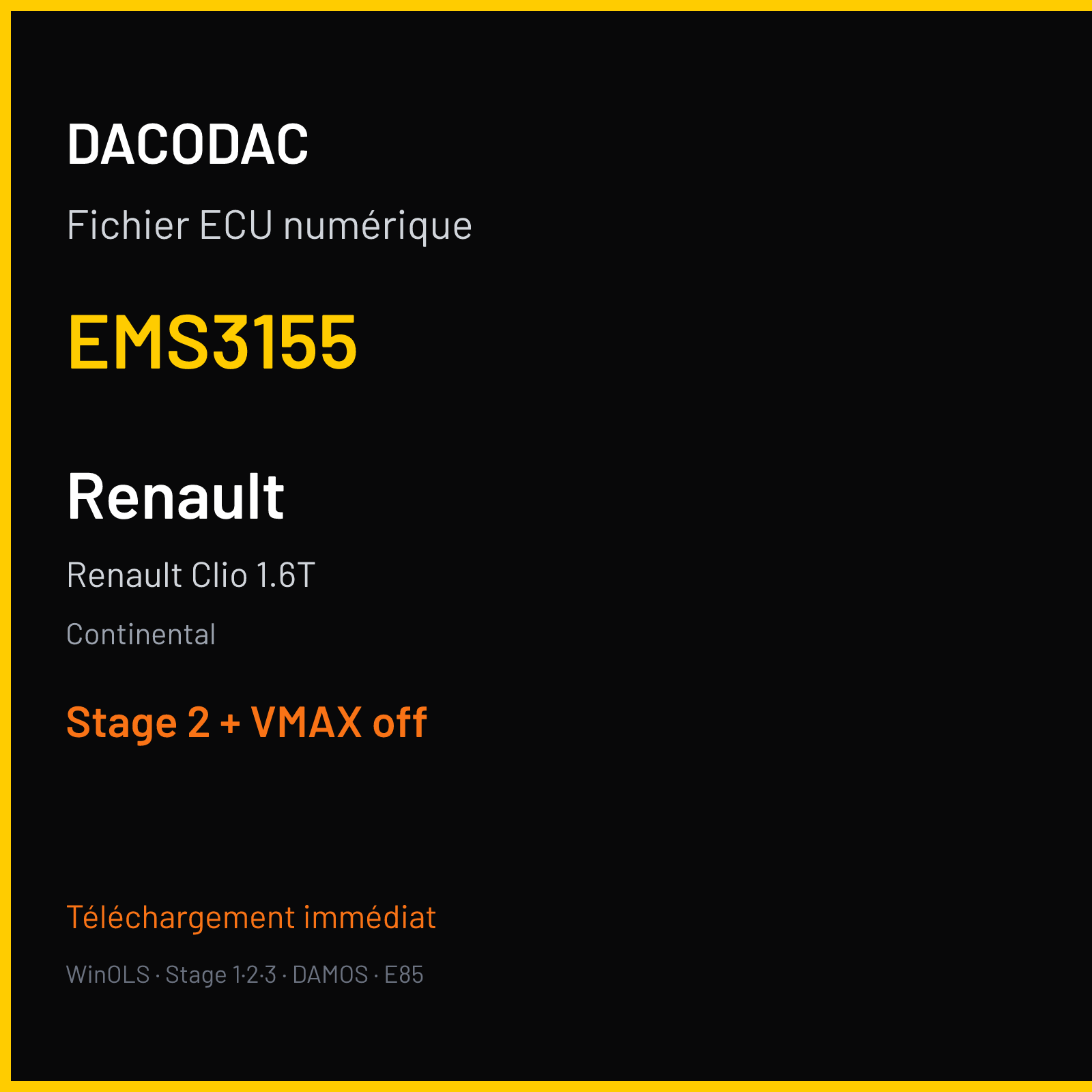 Renault Clio 1.6T (2017) — Continental — EMS3155 — Stage 2 + VMAX off