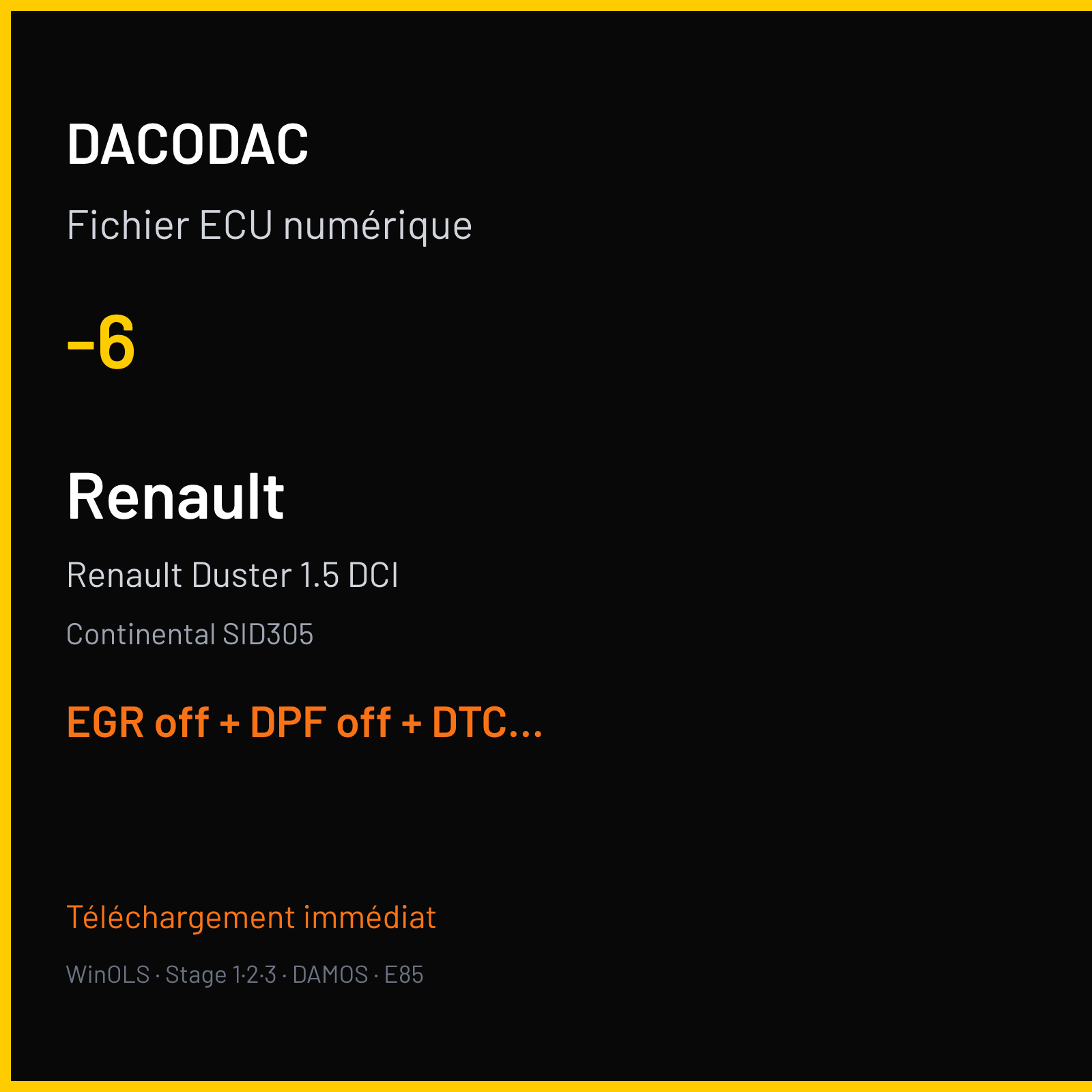 Renault Duster 1.5 DCI (2016) — Continental SID305 — -6 — EGR off + DPF off + DTC off