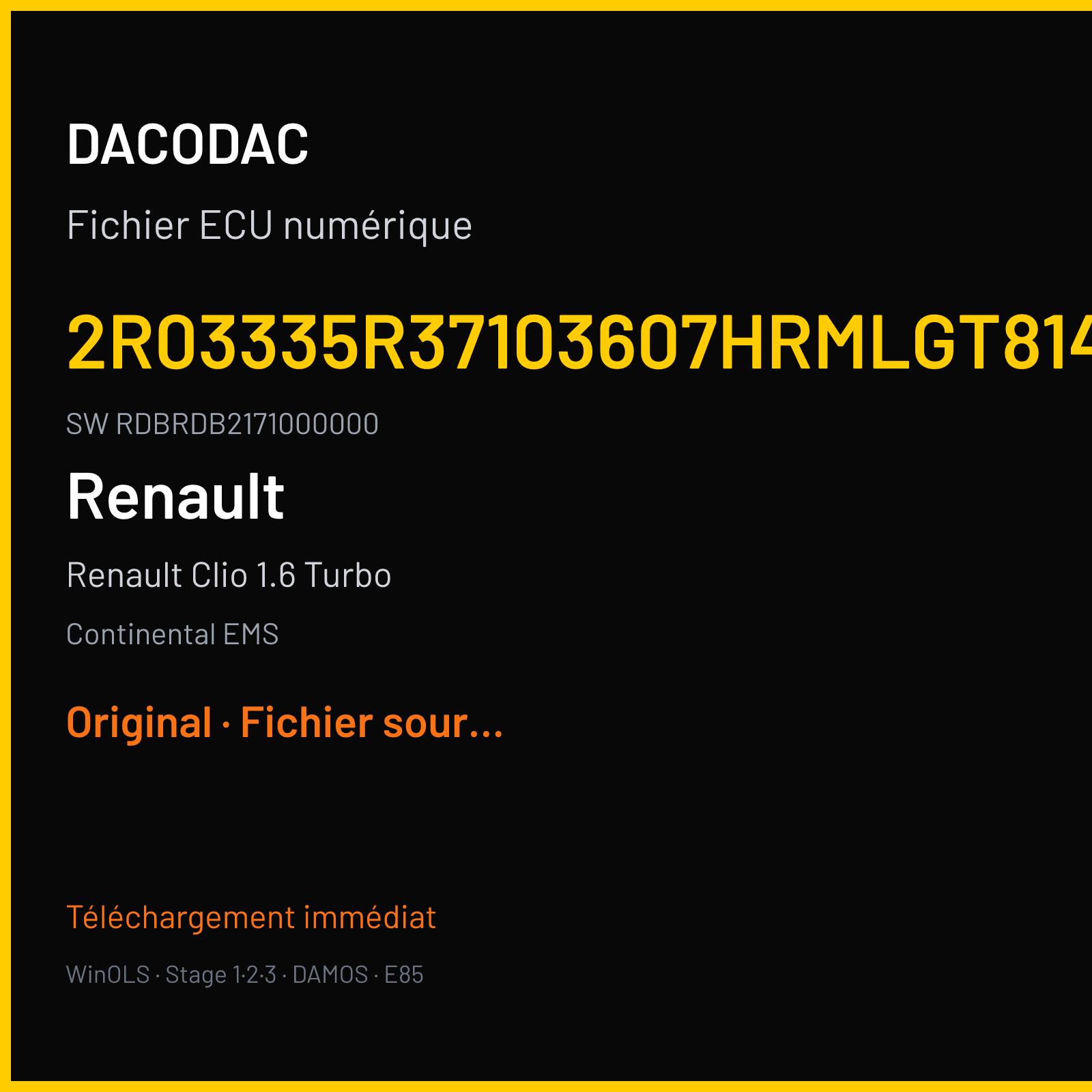 Renault Clio 1.6 Turbo (2013) — Continental EMS — 2R03335R37103607HRMLGT8142 · RDBRDB2171000000 — Original