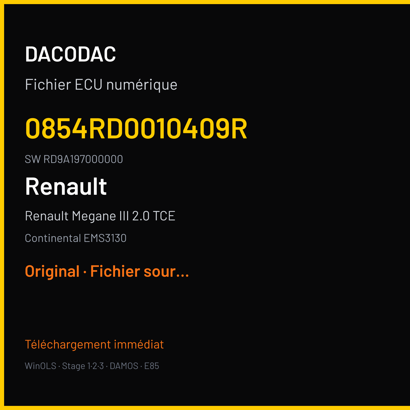 Renault Megane III 2.0 TCE (2008) — Continental EMS3130 — 0854RD0010409R · RD9A197000000 — Original