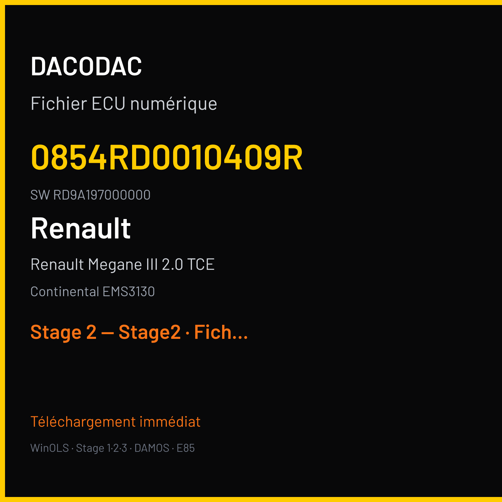 Renault Megane III 2.0 TCE (2008) — Continental EMS3130 — 0854RD0010409R · RD9A197000000 — Stage 2 — Stage2