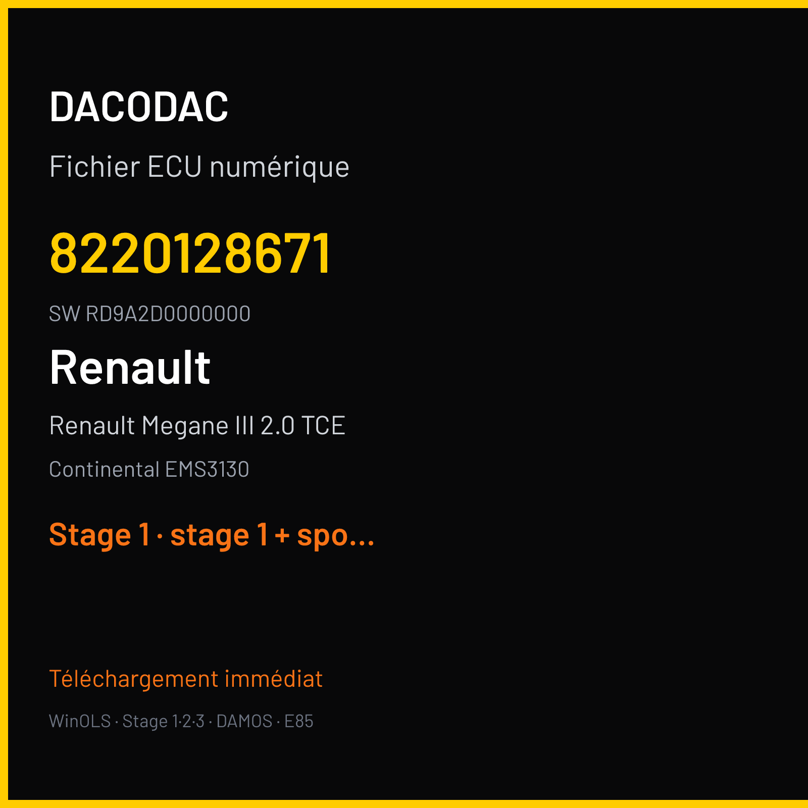 Renault Megane III 2.0 TCE (2012) — Continental EMS3130 — 8220128671 · RD9A2D0000000 — Stage 1