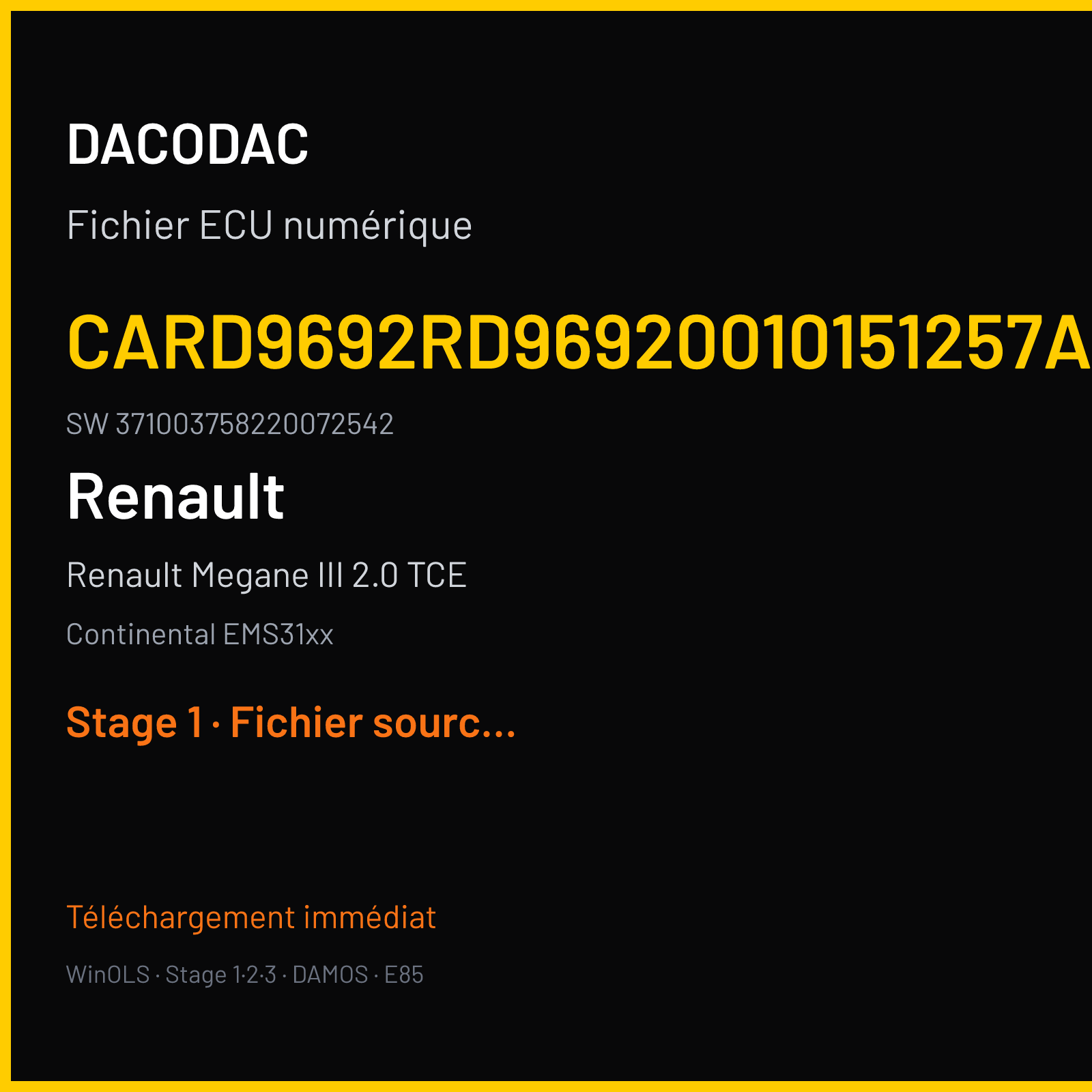 Renault Megane III 2.0 TCE (2010) — Continental EMS31xx — CARD9692RD96920010151257AA · 371003758220072542 — Stage 1
