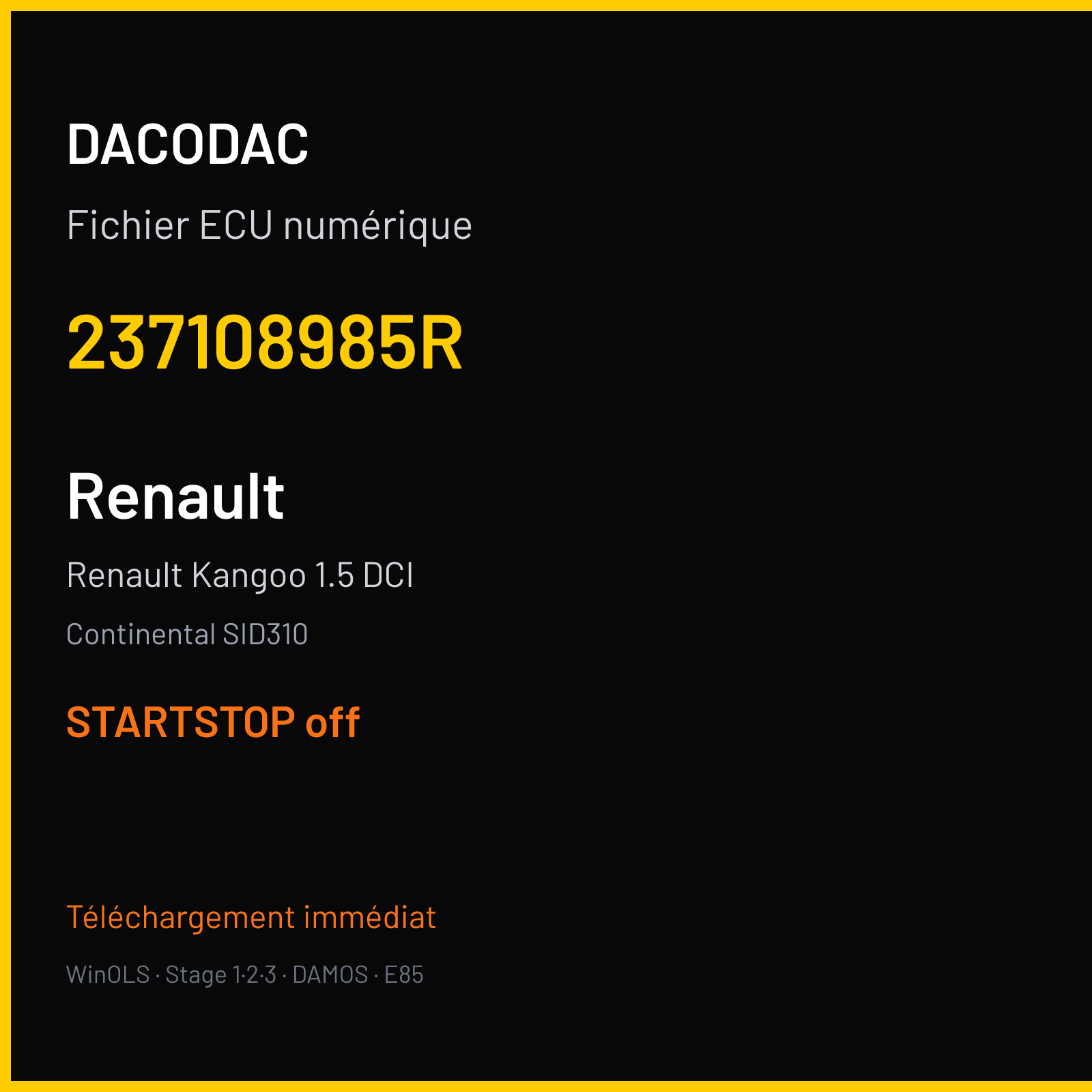 Renault Kangoo 1.5 DCI (2016) — Continental SID310 — 237108985R — STARTSTOP off