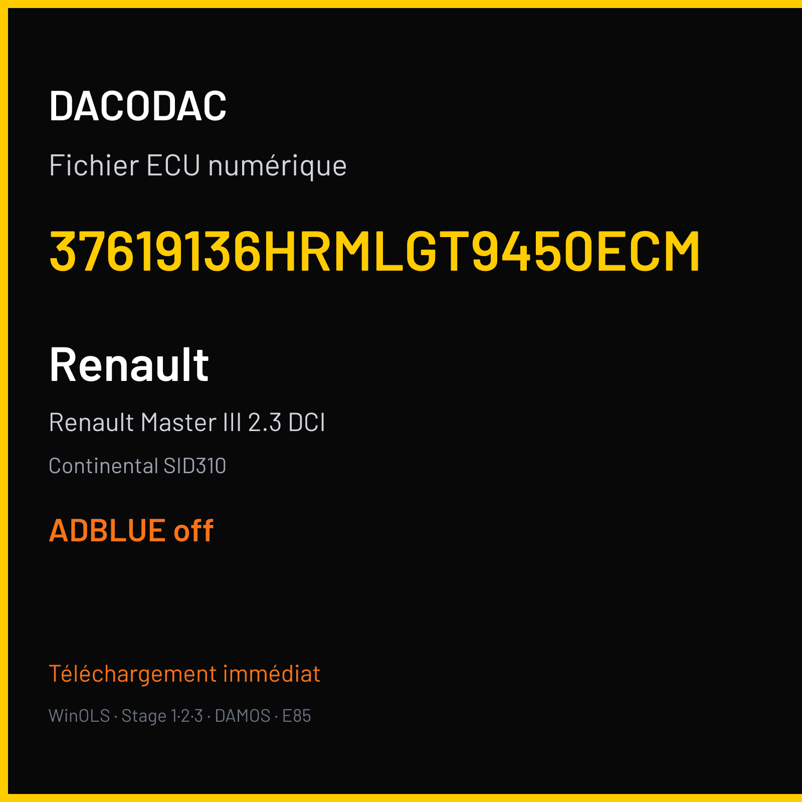 Renault Master III 2.3 DCI (2016) — Continental SID310 — 37619136HRMLGT9450ECM — ADBLUE off