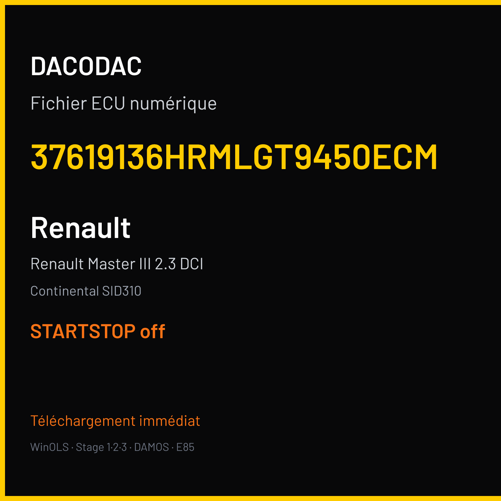 Renault Master III 2.3 DCI (2016) — Continental SID310 — 37619136HRMLGT9450ECM — STARTSTOP off