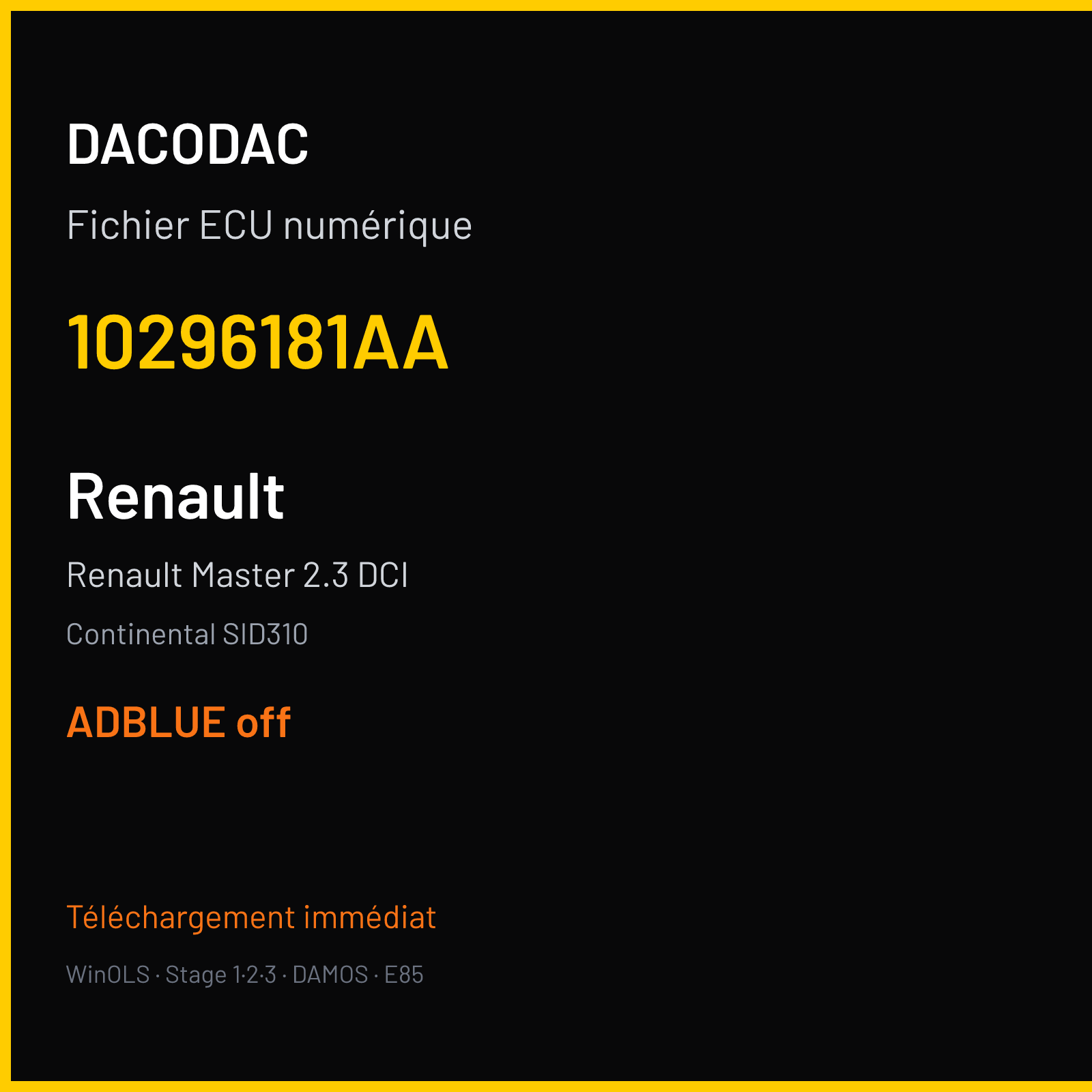Renault Master 2.3 DCI (2017) — Continental SID310 — 10296181AA — ADBLUE off