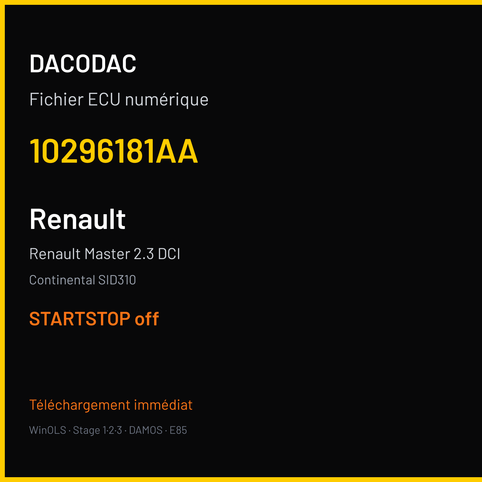 Renault Master 2.3 DCI (2017) — Continental SID310 — 10296181AA — STARTSTOP off