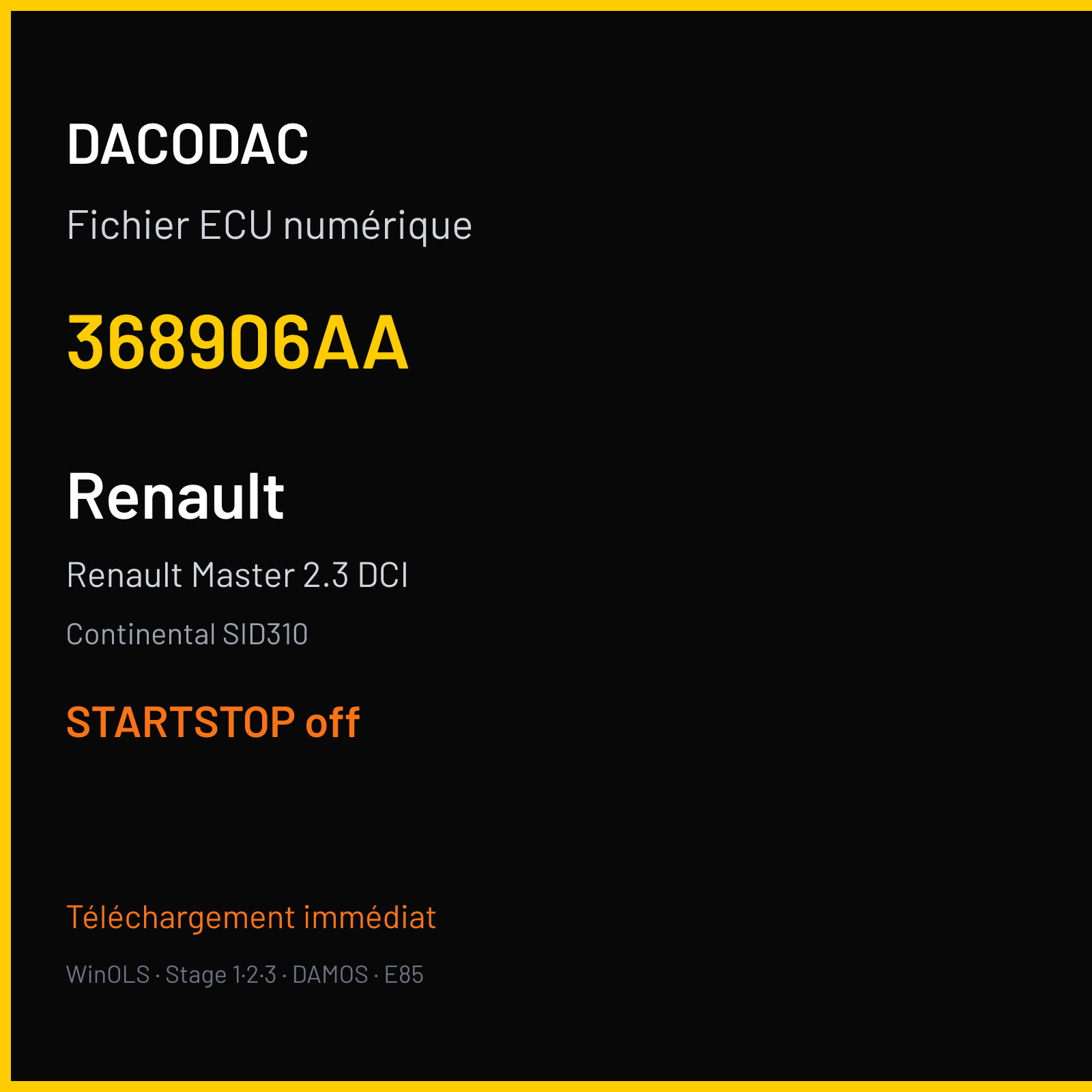 Renault Master 2.3 DCI (2017) — Continental SID310 — 368906AA — STARTSTOP off