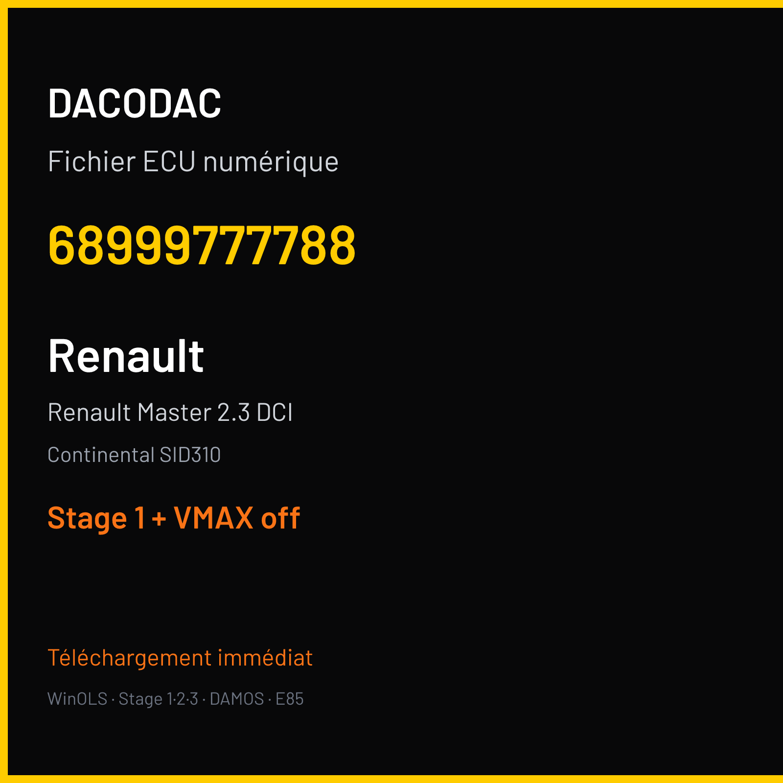 Renault Master 2.3 DCI (2020) — Continental SID310 — 68999777788 — Stage 1 + VMAX off