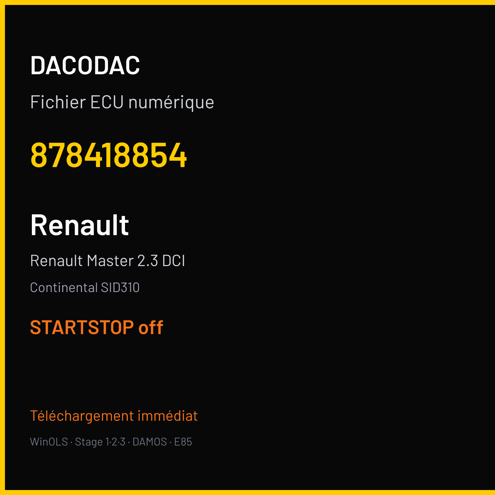 Renault Master 2.3 DCI — Continental SID310 — 878418854 — STARTSTOP off