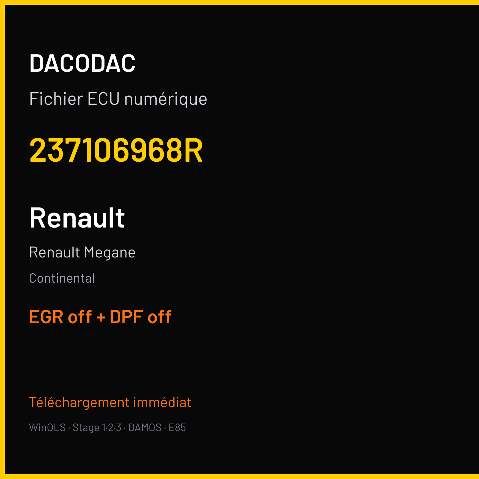Renault Megane (2016) — Continental — 237106968R — EGR off + DPF off