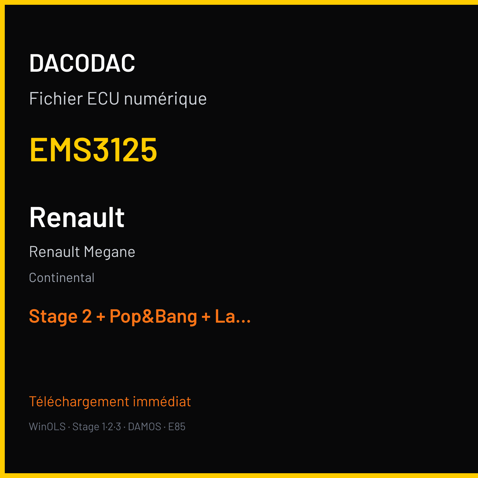 Renault Megane (2016) — Continental — EMS3125 — Stage 2 + Pop&Bang + Launch