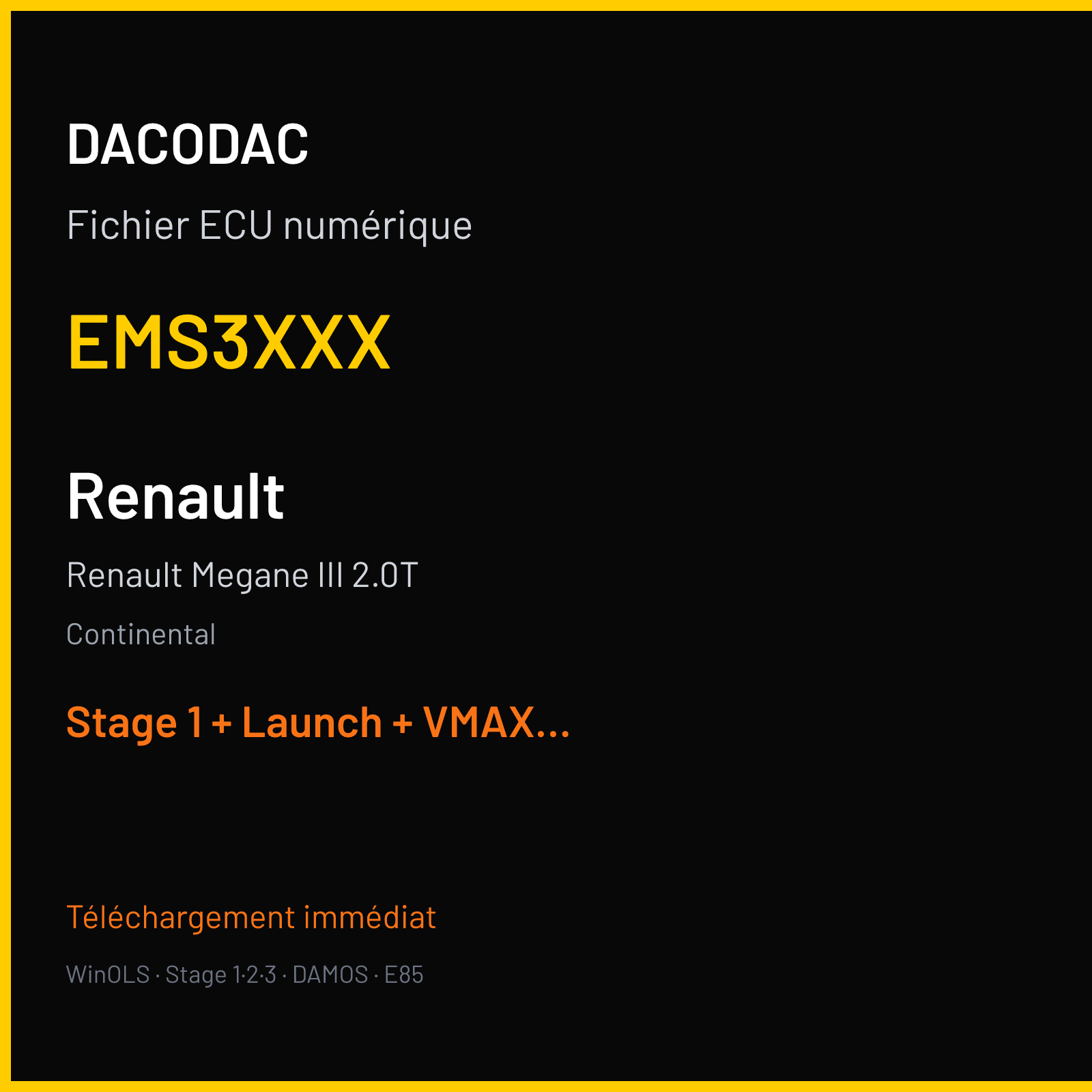Renault Megane III 2.0T (2014) — Continental — EMS3XXX — Stage 1 + Launch + VMAX off