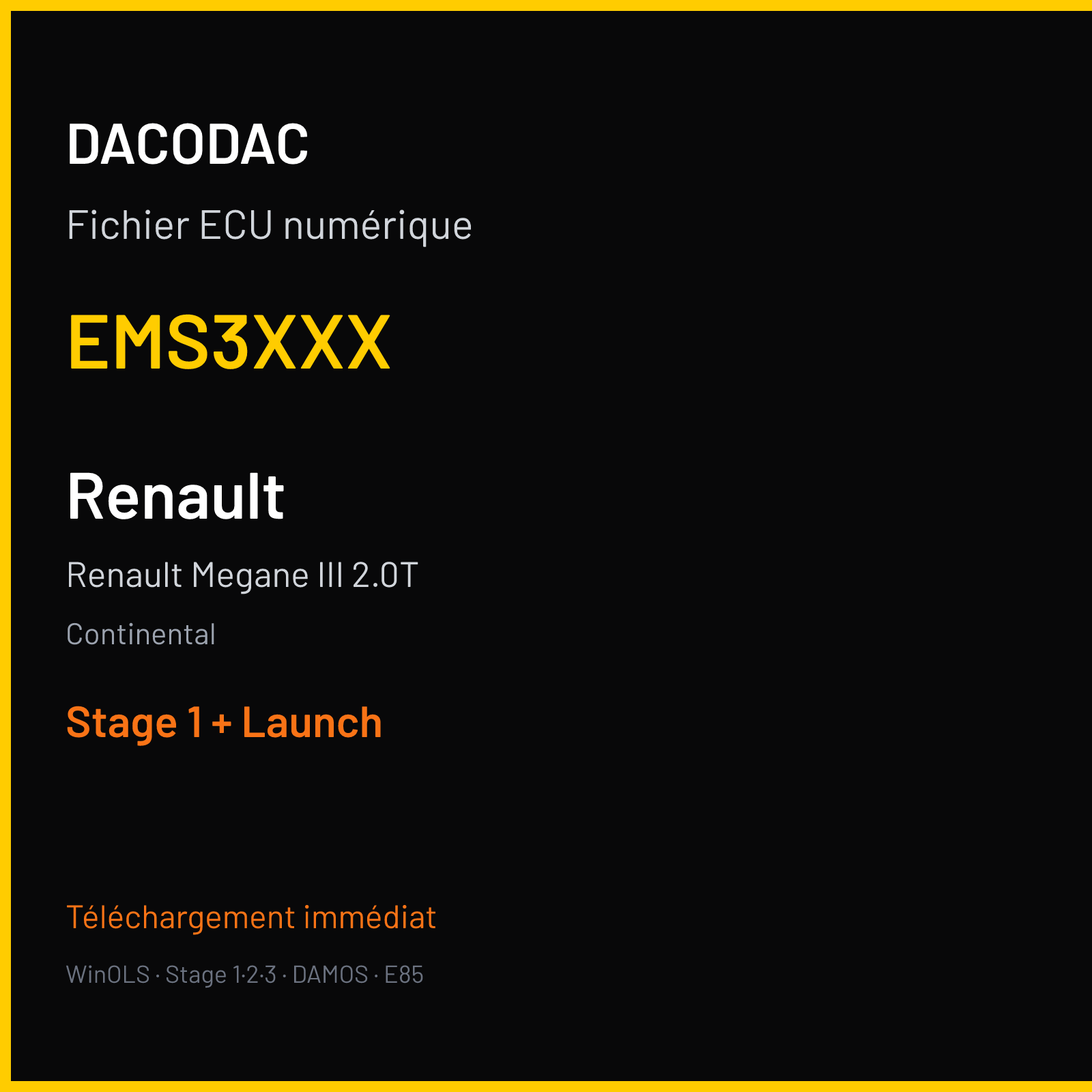 Renault Megane III 2.0T (2014) — Continental — EMS3XXX — Stage 1 + Launch